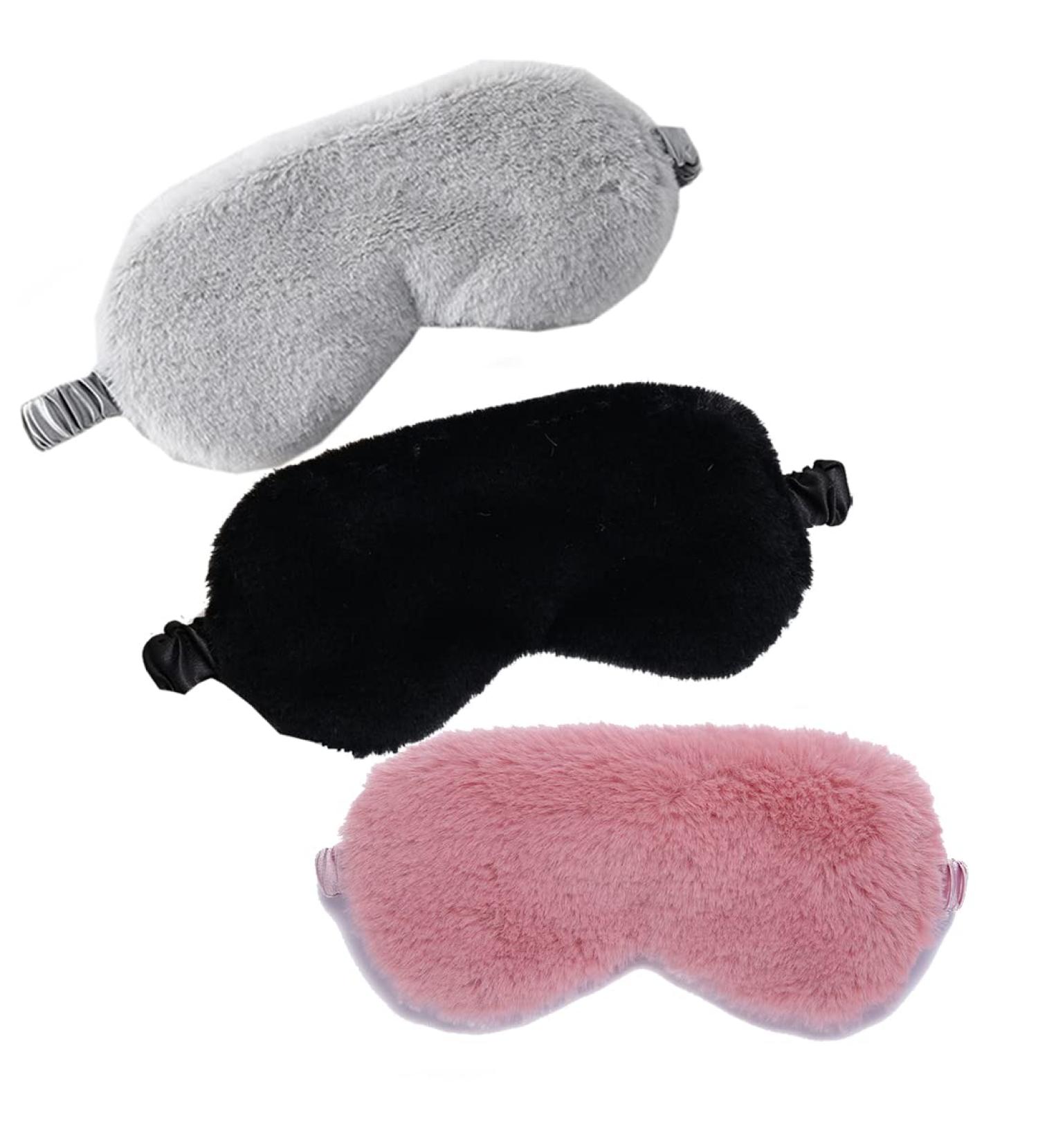 3Pcs Super Soft Plush Sleep Masks - Elastic Band Eye Shade for Men Women - Travel, Yoga, Nap - 3 Colors - Buy Online on GoSupps.com
