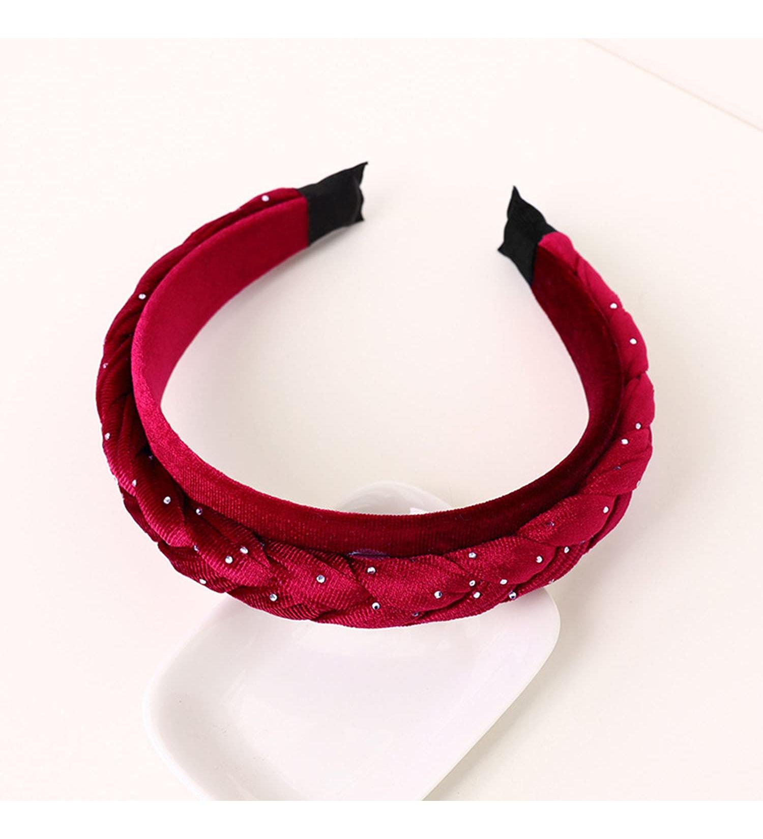 SARTS Braided Velvet Headband - Stylish & Fashionable Chunky Hairband for Women - 4.5CM Wide Winter Velvet Crown - Thick Velvet Head Band for Girls (Burgundy) - Buy Online on GoSupps.com
