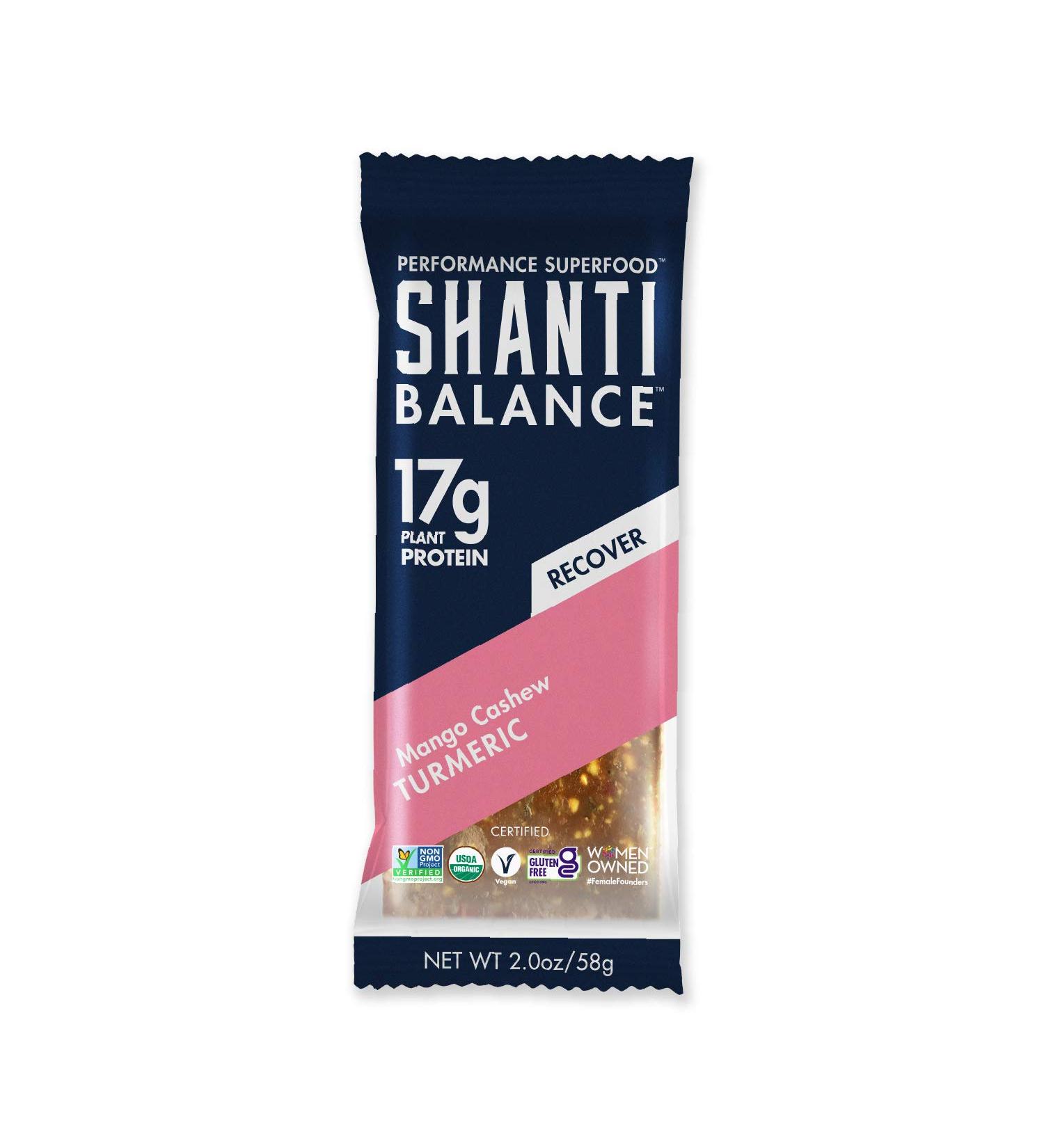 SHANTI BALANCE Mango Cashew Turmeric Bars - 17G Plant Protein, Organic, Gluten-Free, Superfood | 12 Count for Immunity & Performance - Buy Online on GoSupps.com
