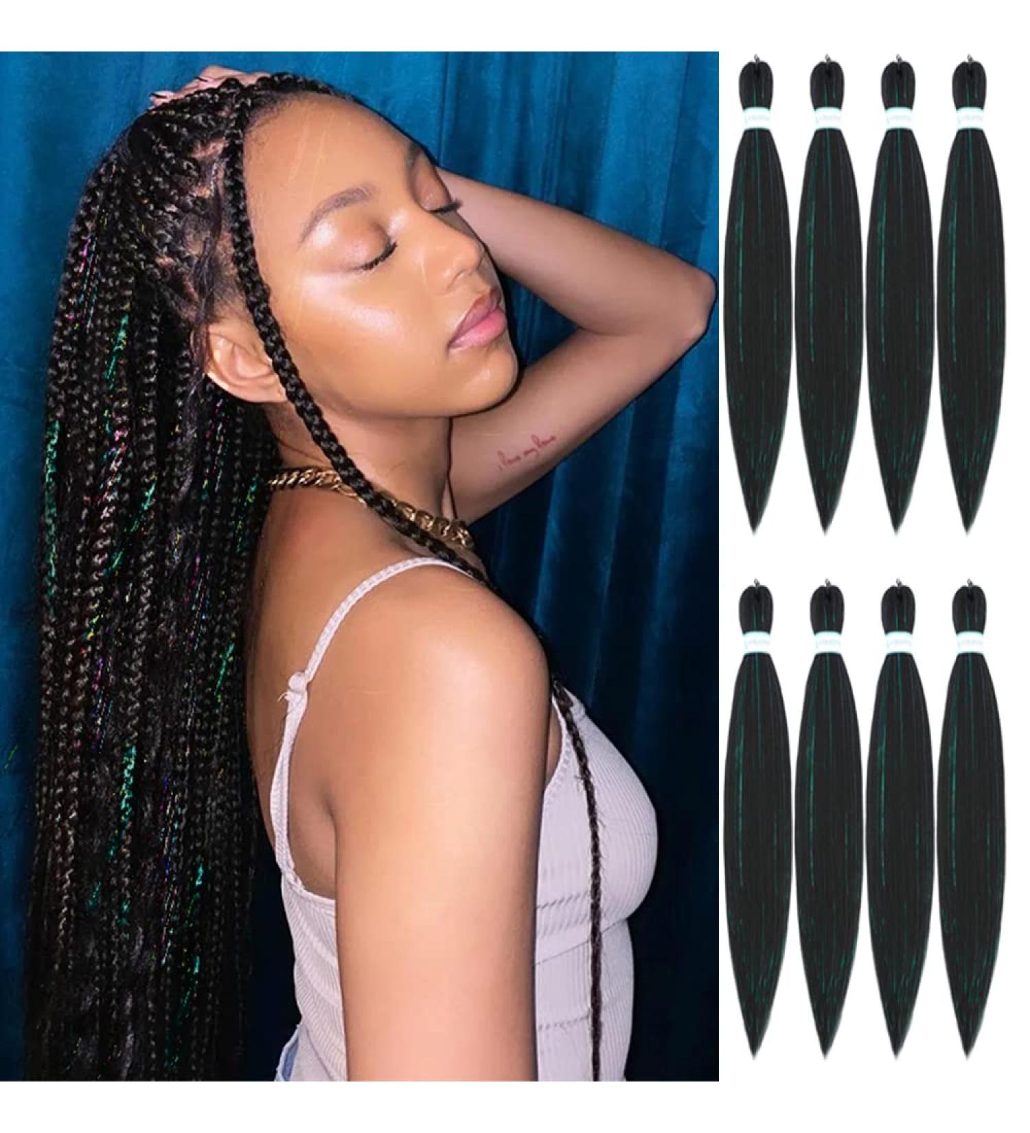 Ombre Pre Stretched Braiding Hair 22 Inch - 8 Packs Sparkle Braids Crochet Hair | Yaki Texture, Heat Resistant, Hot Water Setting Extensions | Synthetic Hair Tinsel | Professional Grade (22Inch 1B#) - Buy Online on GoSupps.com