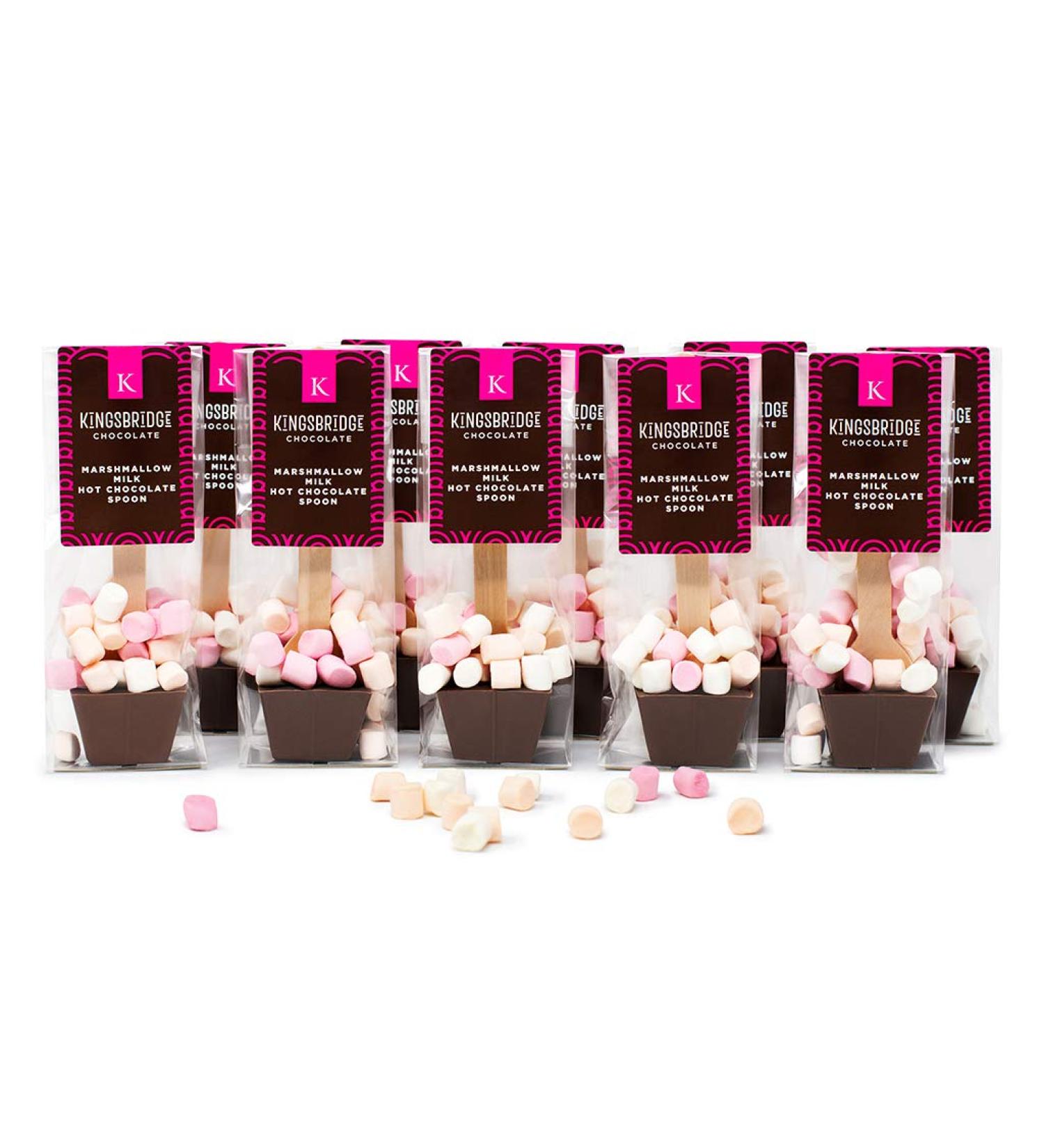 Kingsbridge Hot Chocolate Spoons - Belgian Milk Choc & Marshmallows 10 Pack | Wooden Stirrer & Sweet Treats | Perfect Gift for Birthdays & Special Occasions - Buy Online on GoSupps.com