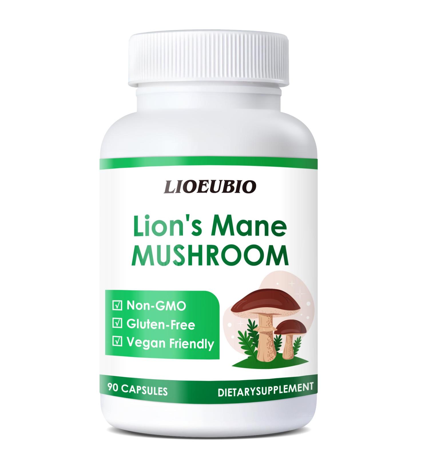 LIOEUBIO Mushroom Complex with Lion s Mane Reishi Cordyceps & Vitamin C Non-GMO 90 Vegan Capsules - Buy Online on GoSupps.com