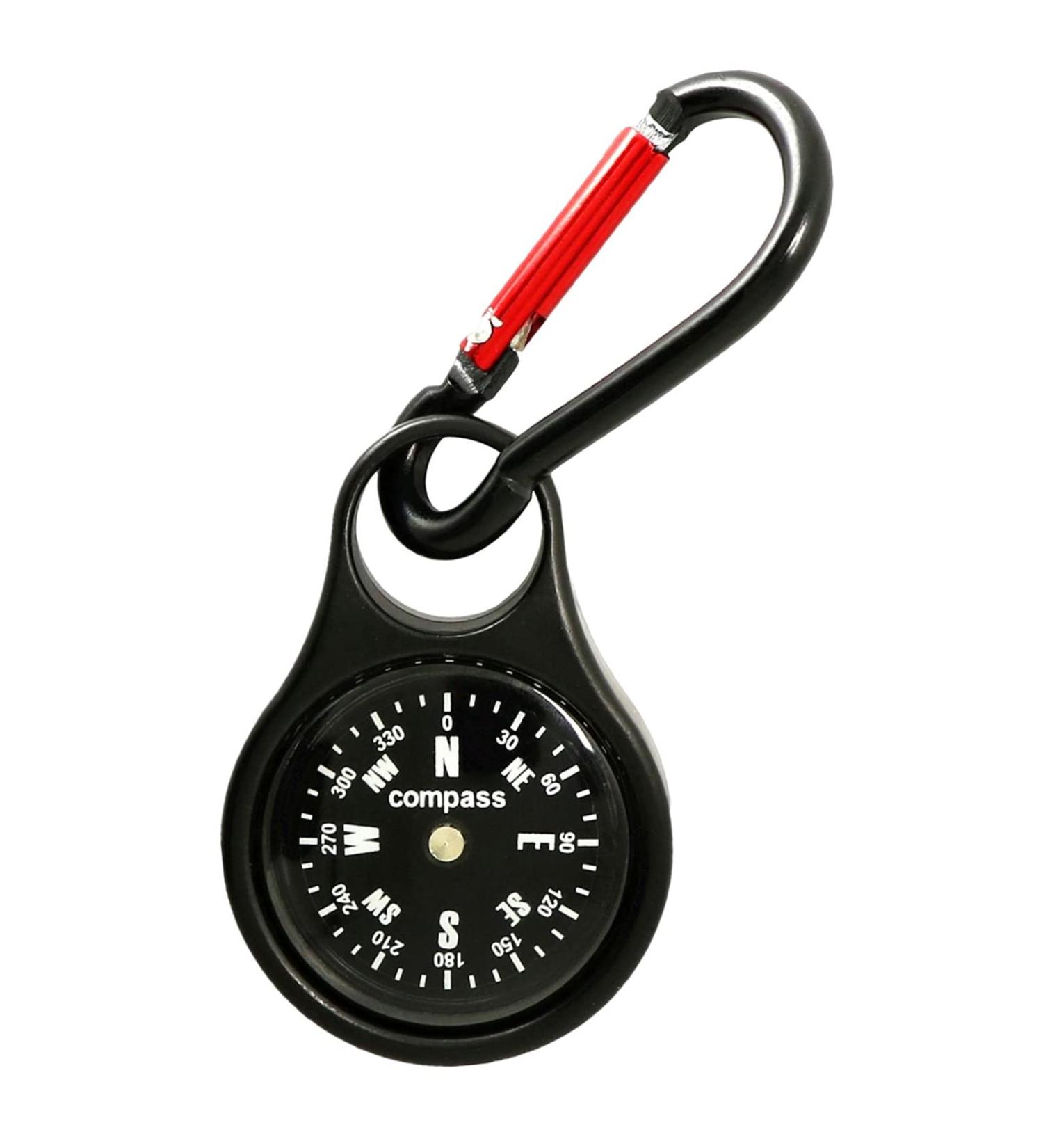 Keychain Survival Compass Portable Hiking Compass with Carabiner Mini Navigation Compass for Outdoor Travelling Camping Hunting Mountaineering Black - Buy Online on GoSupps.com
