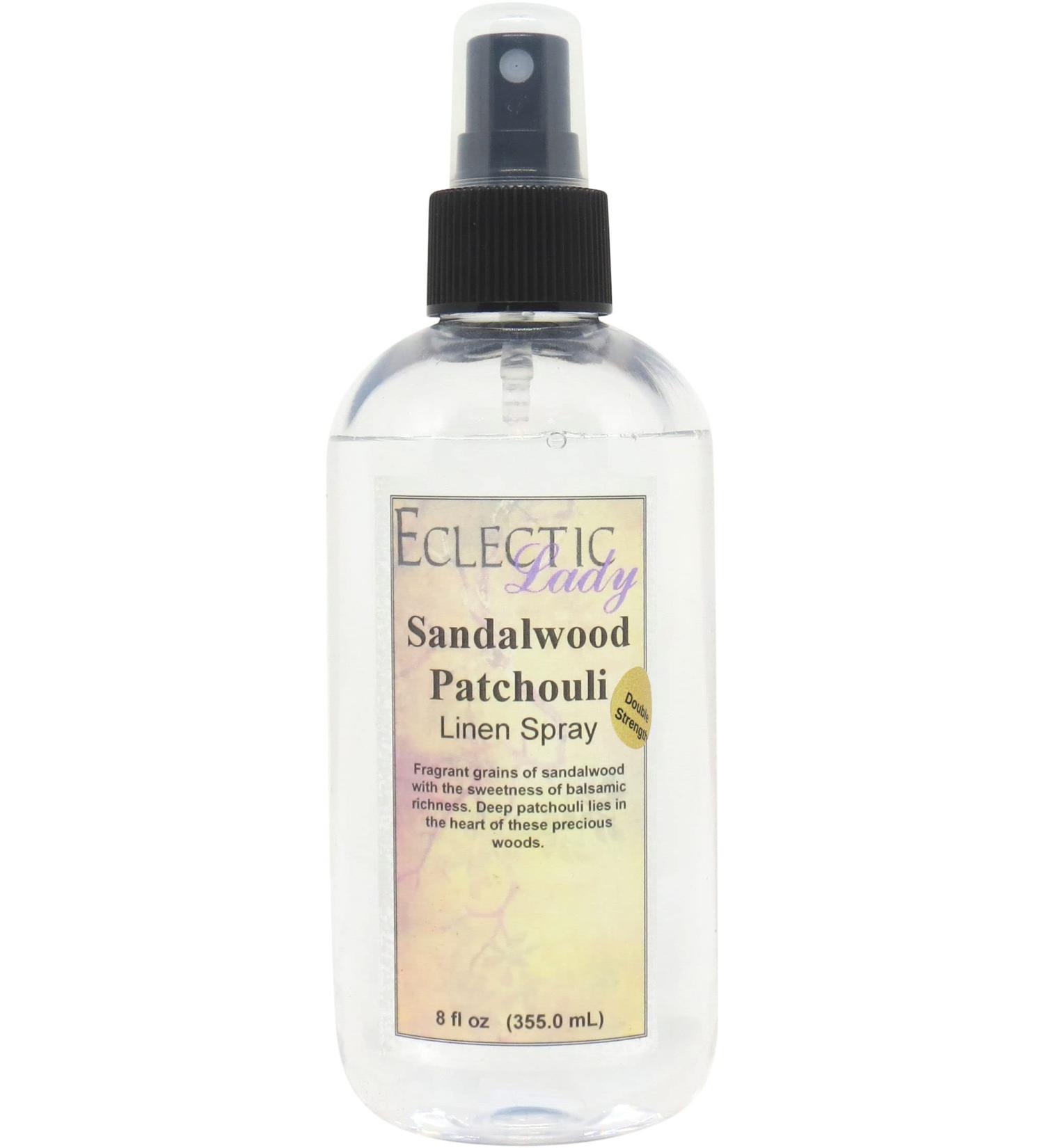 Sandalwood Patchouli Linen Spray (Double Strength) 8 ounces - Eclectic Lady Sheet and Linen Spray - No Artificial Colors Parabens or Preservatives - Long-Lasting Scent for Bed Fabric & Pillow Sandalwood Patchouli 8 Fluid Ounces (Double Strength) - Buy Online on GoSupps.com