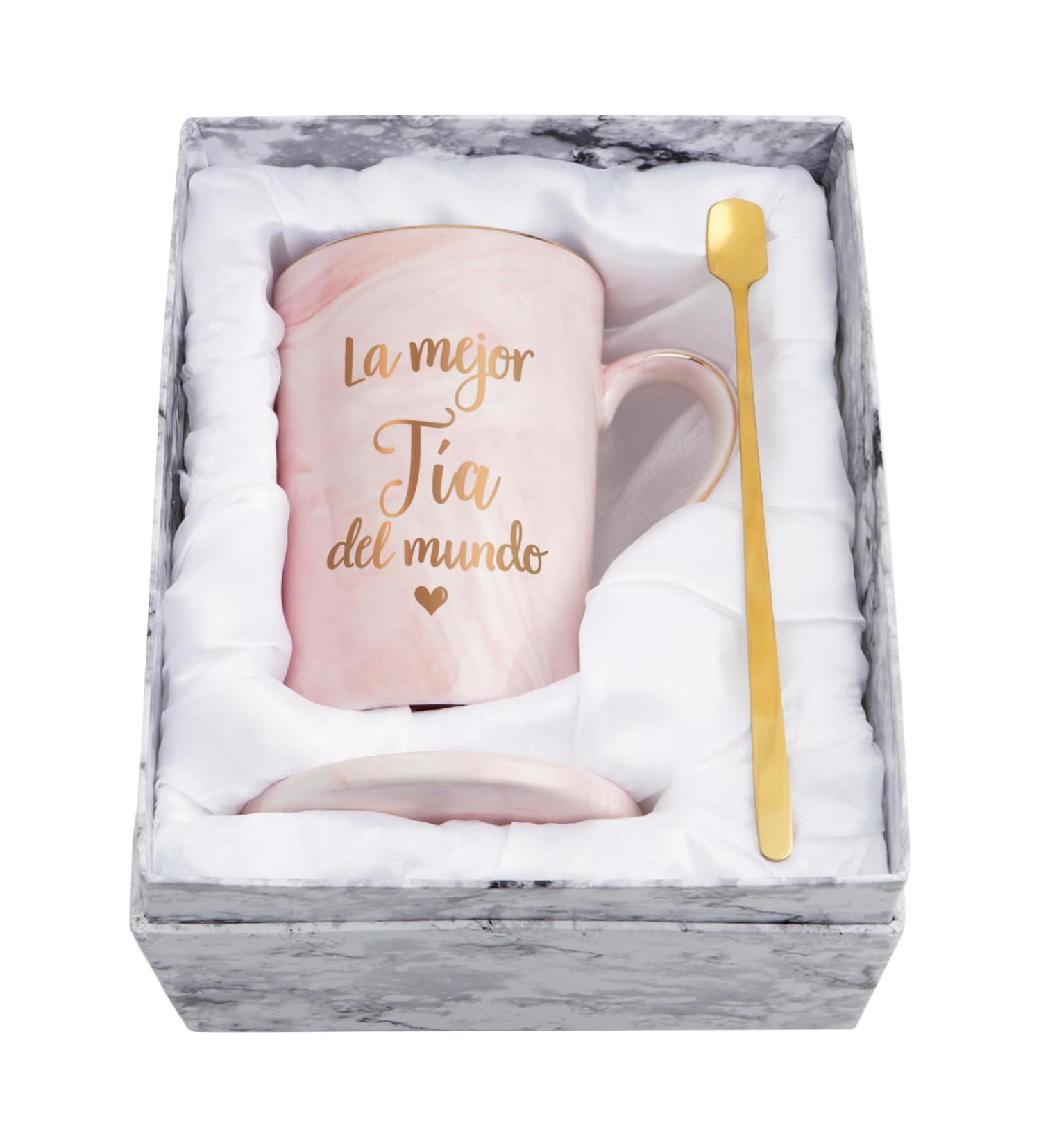 Maustic Best Aunt Gifts La Mejor Tia Del Mundo Coffee Mug Tia Gifts from Niece Nephew in Spanish Aunt Coffee Mug Aunt Christmas Mothers Day Birthday Gifts Regalo Para Tia 14 Oz with Gift Box Pink - Buy Online on GoSupps.com