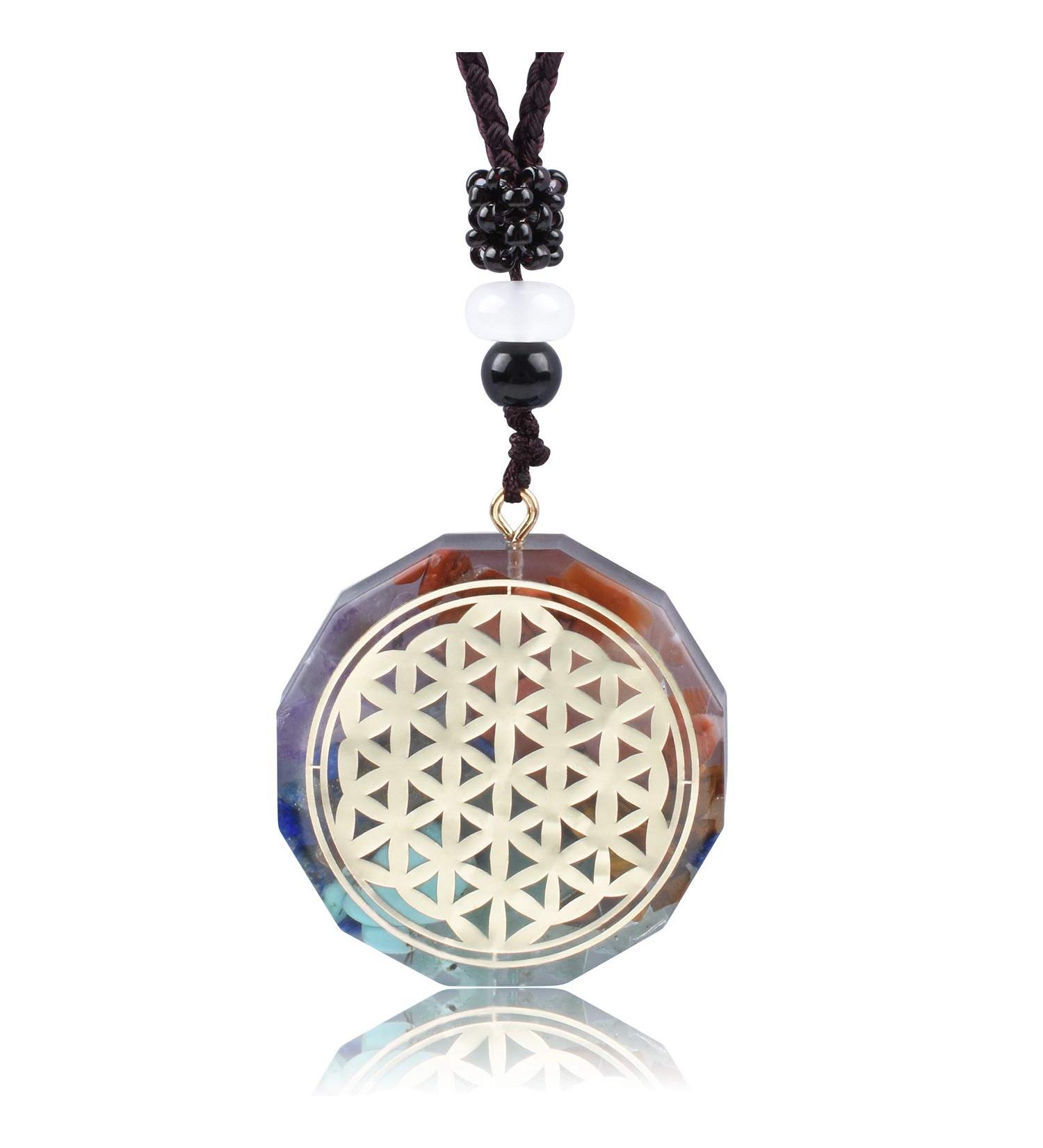 EneQutum Metatron Cube Orgonite Mixed 7 Chakras Orgone Pendant Necklace Crystal Healing Necklace for Men and Women Gold - Buy Online on GoSupps.com