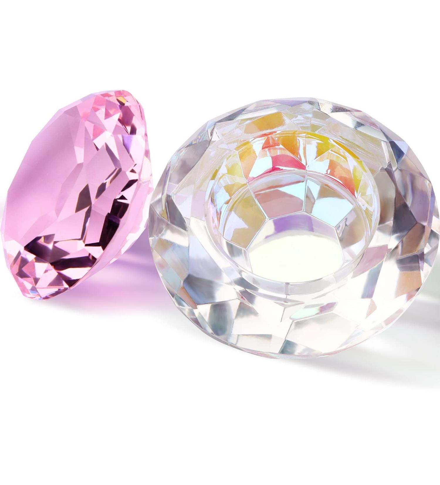 Nail Art Dappen Dish with Gemstone Lid - Pink | Kalolary Monomer Cups for Acrylic Liquid | Nail Glass Crystal Cup Bowl for Acrylic Powder - Buy Online on GoSupps.com