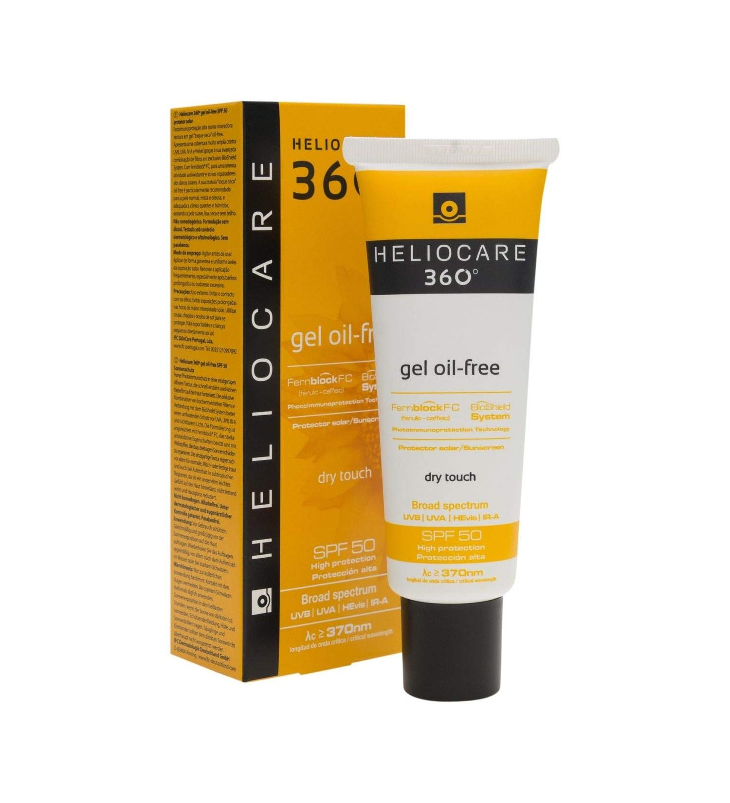 Heliocare 360 SPF 50+ Oil-Free Gel 50ml - Sun Care Protector from UVA and UVB Rays - Made in Spain - Buy Online on GoSupps.com