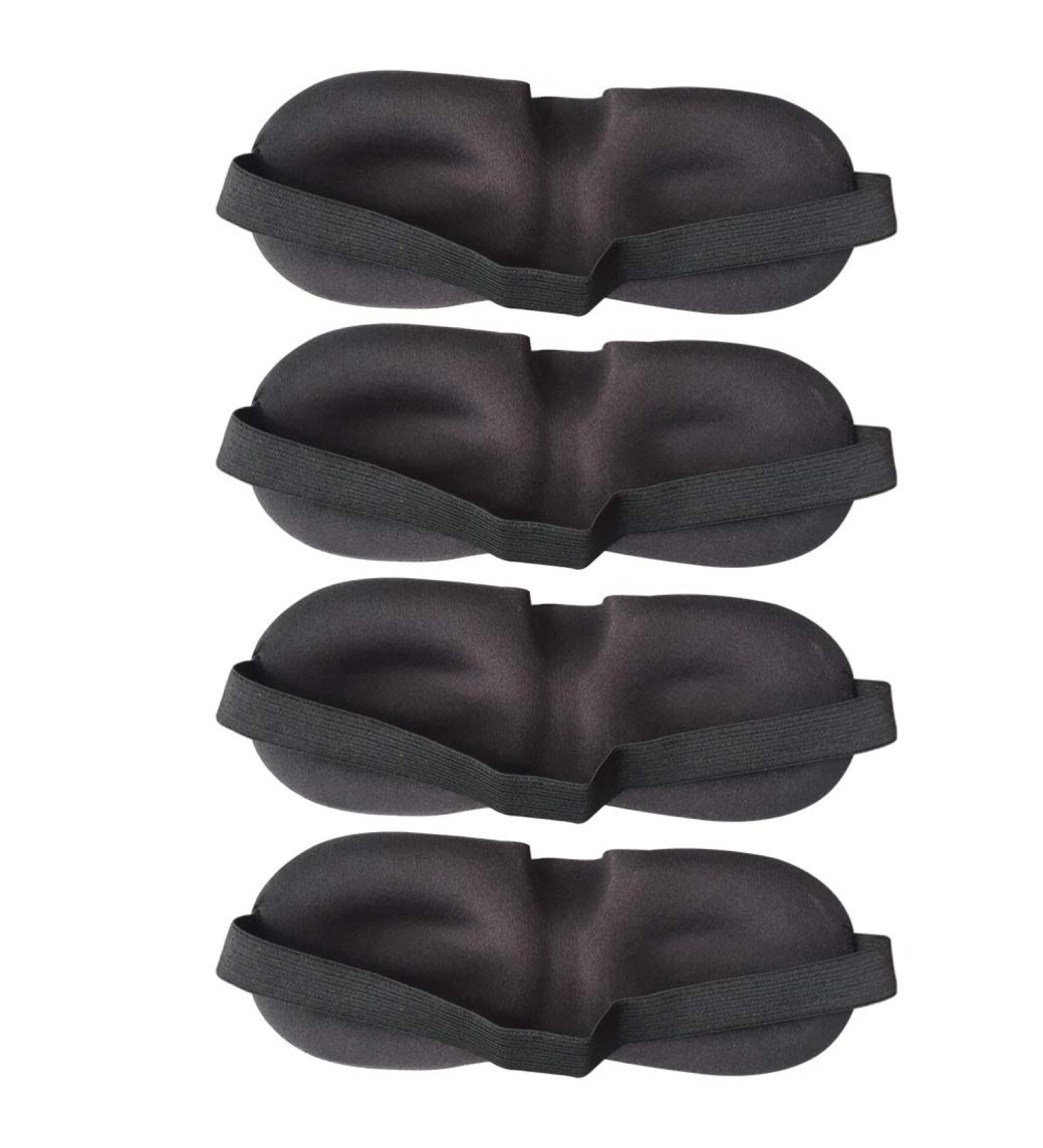 Healifty 3D Contoured Cup Sleeping Eye Mask 4pcs for Women Men - Black Blindfold with Elastic Strap for Night Eye Patch - Block Out Light and Improve Sleep - Buy Online on GoSupps.com