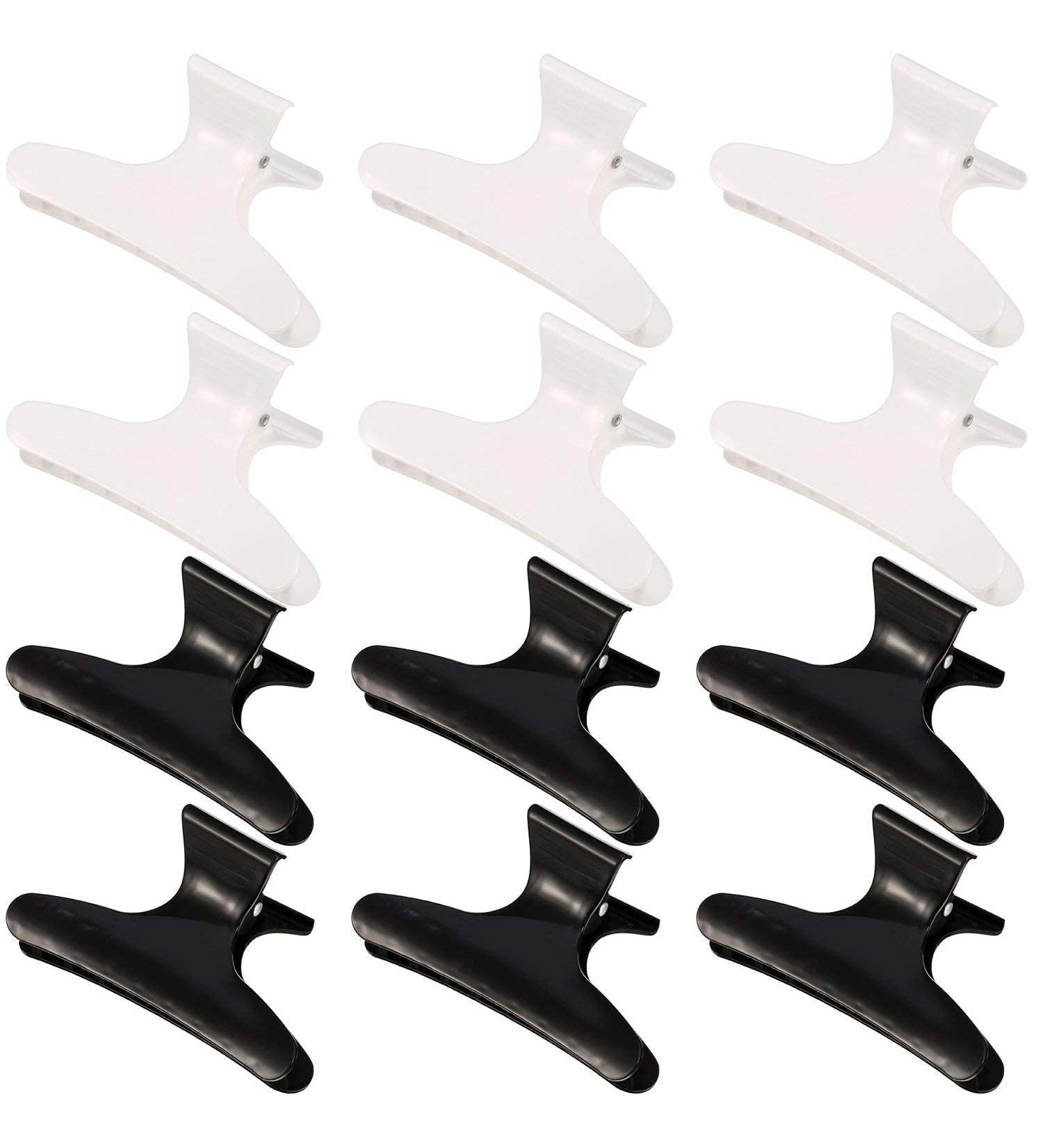12 Pieces Butterfly Hairdresser Clamps Salon Hair Claw Hairdresser Clamp Black White Clip Barrettes
