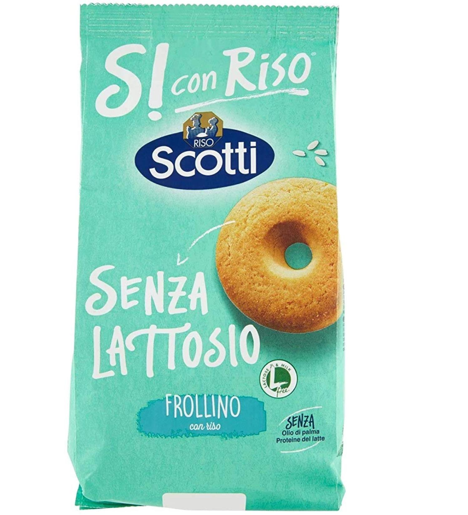 Riso Scotti Riso Scotti Frollino with rice Without Lactose Sandblasted Cookies with Lactose Free Rice 100% Italian 350g (Set of 6)