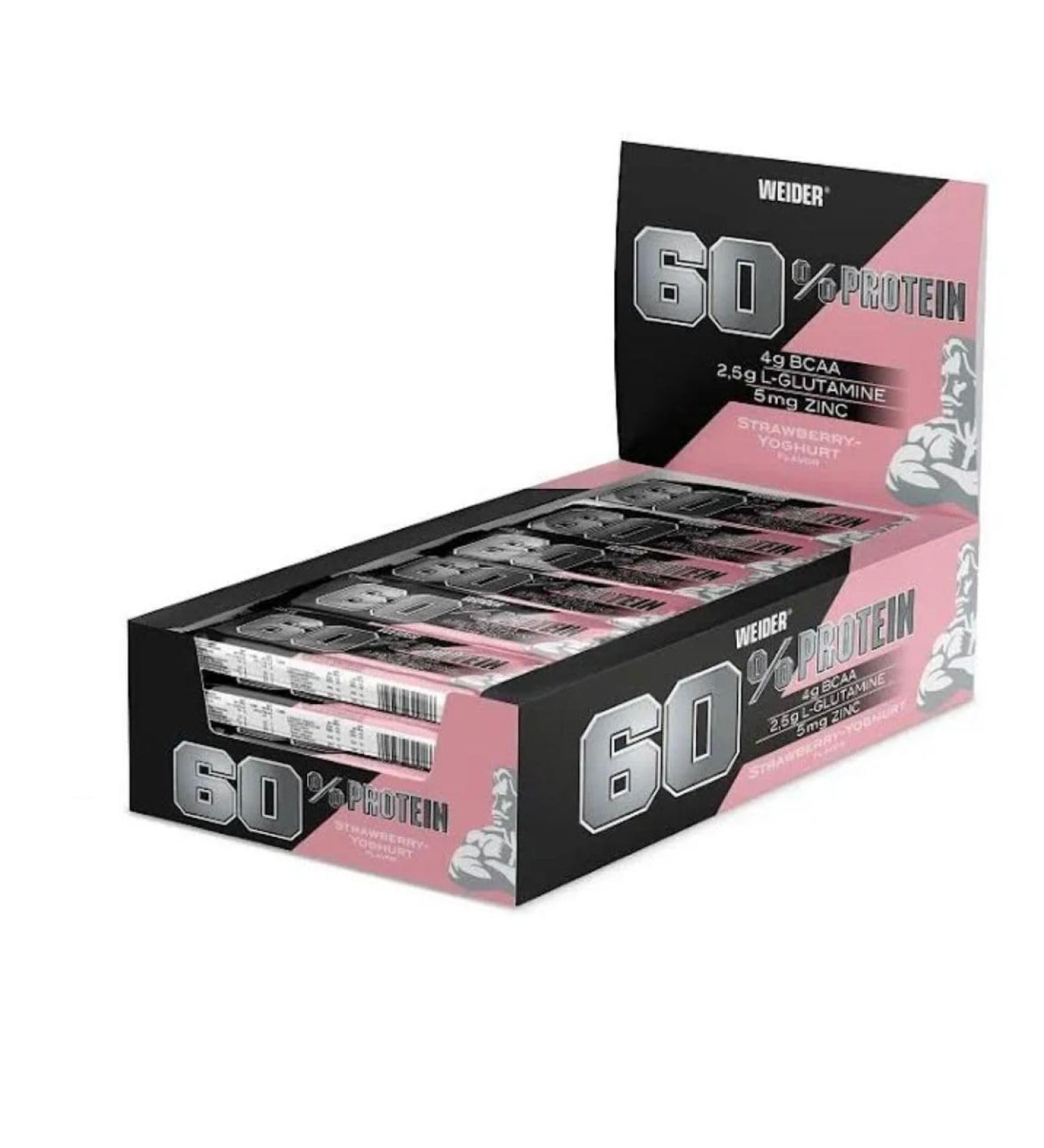 Weider WEIDER 60% Protein Bars Strawberry Yogurt 24 x 45g