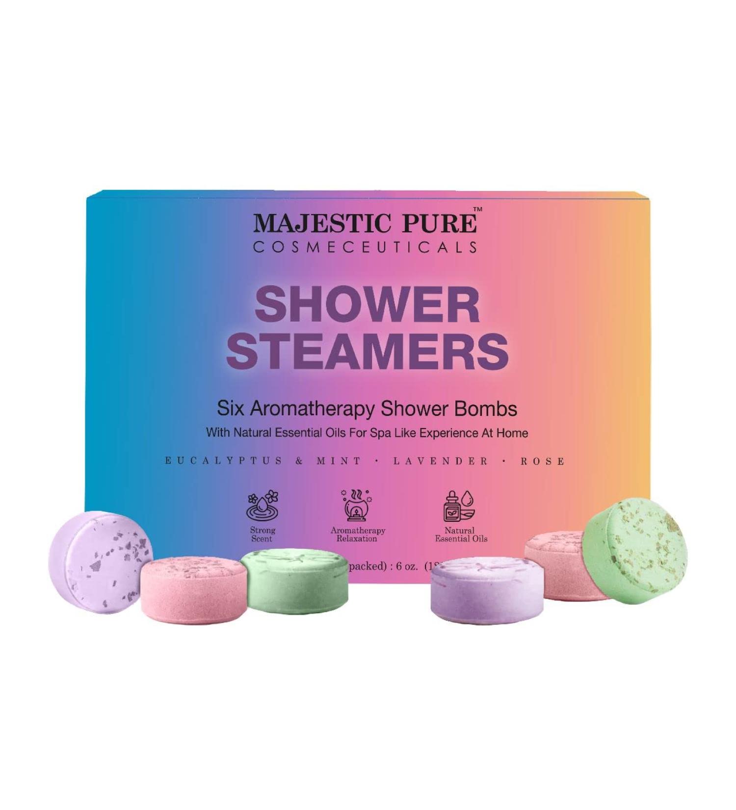 Majestic Pure Shower Steamers Variety Pack - 6 Relaxing & Rejuvenating Shower Tablets with Essential Oils - Men & Women Gifts - Shower Steamer 6 Count - Buy Online on GoSupps.com
