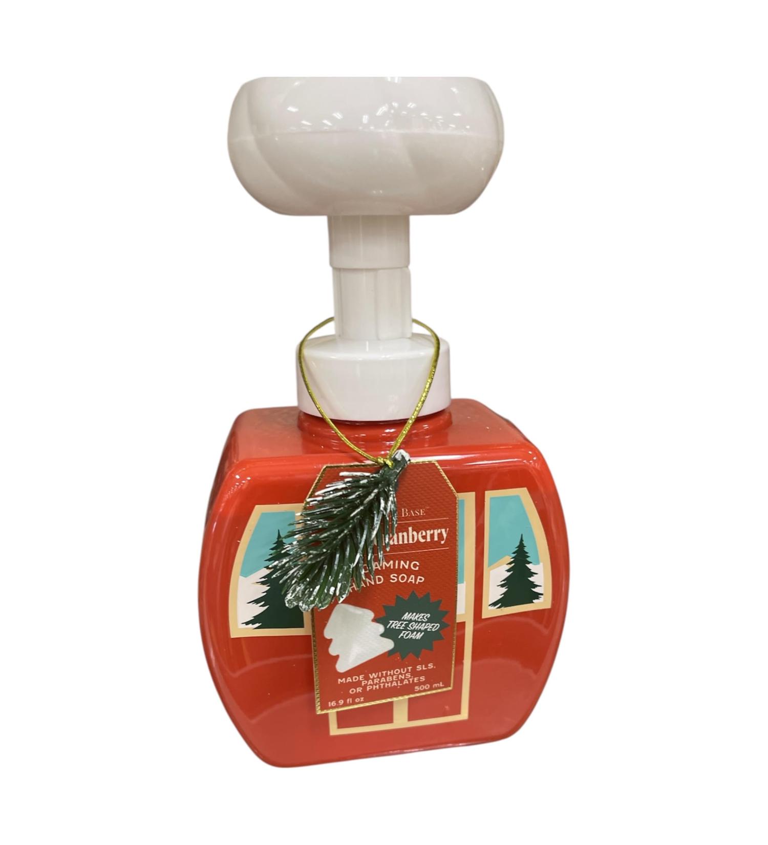 Holiday Foaming Hand Soap Cranberry Scent with Tree Ornament SLS-Free 16.9 fl oz - Buy Online on GoSupps.com