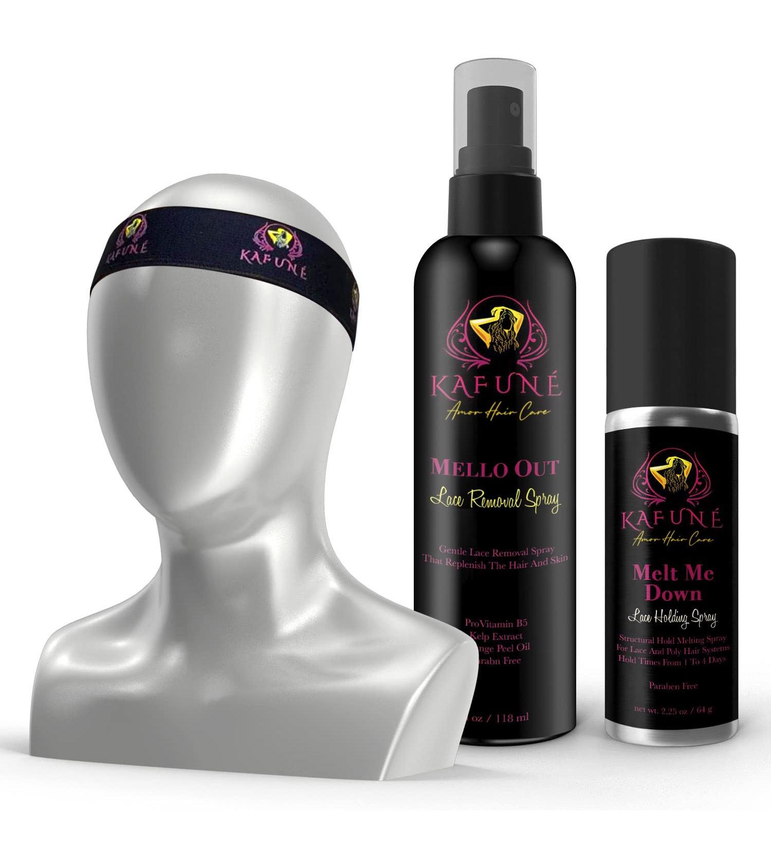 Kafune Amor Hair Melt Me Down Holding Spray and Mello Out with Elastic Wrap Band for lace Wigs Toupees and Hairpieces Strong Natural Finishing Hold with Control Women and Men small Size - Buy Online on GoSupps.com