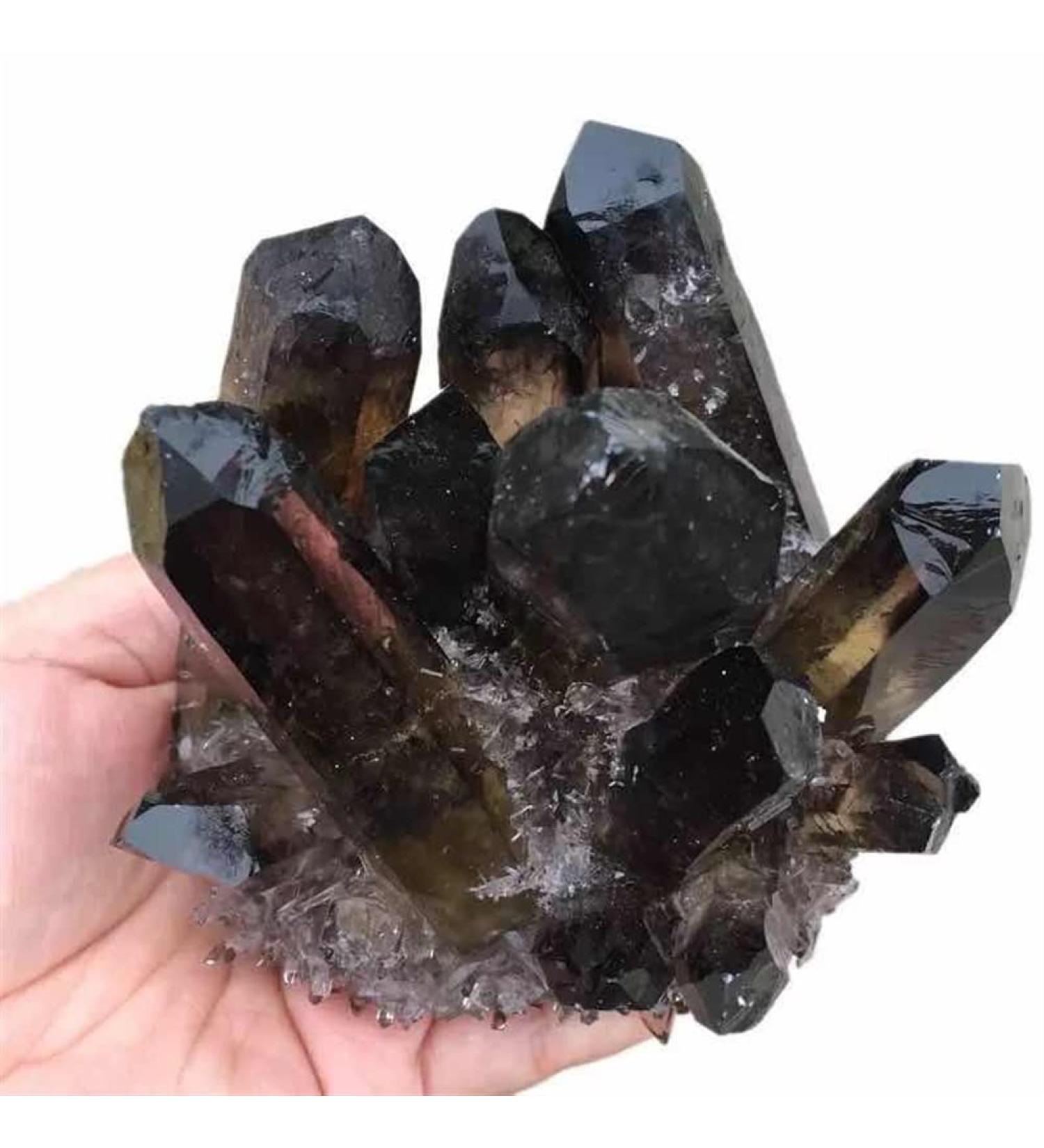 Room Decoration 500g-650g Natural Black Smoky Crystal Quartz Stone Cluster 1pc