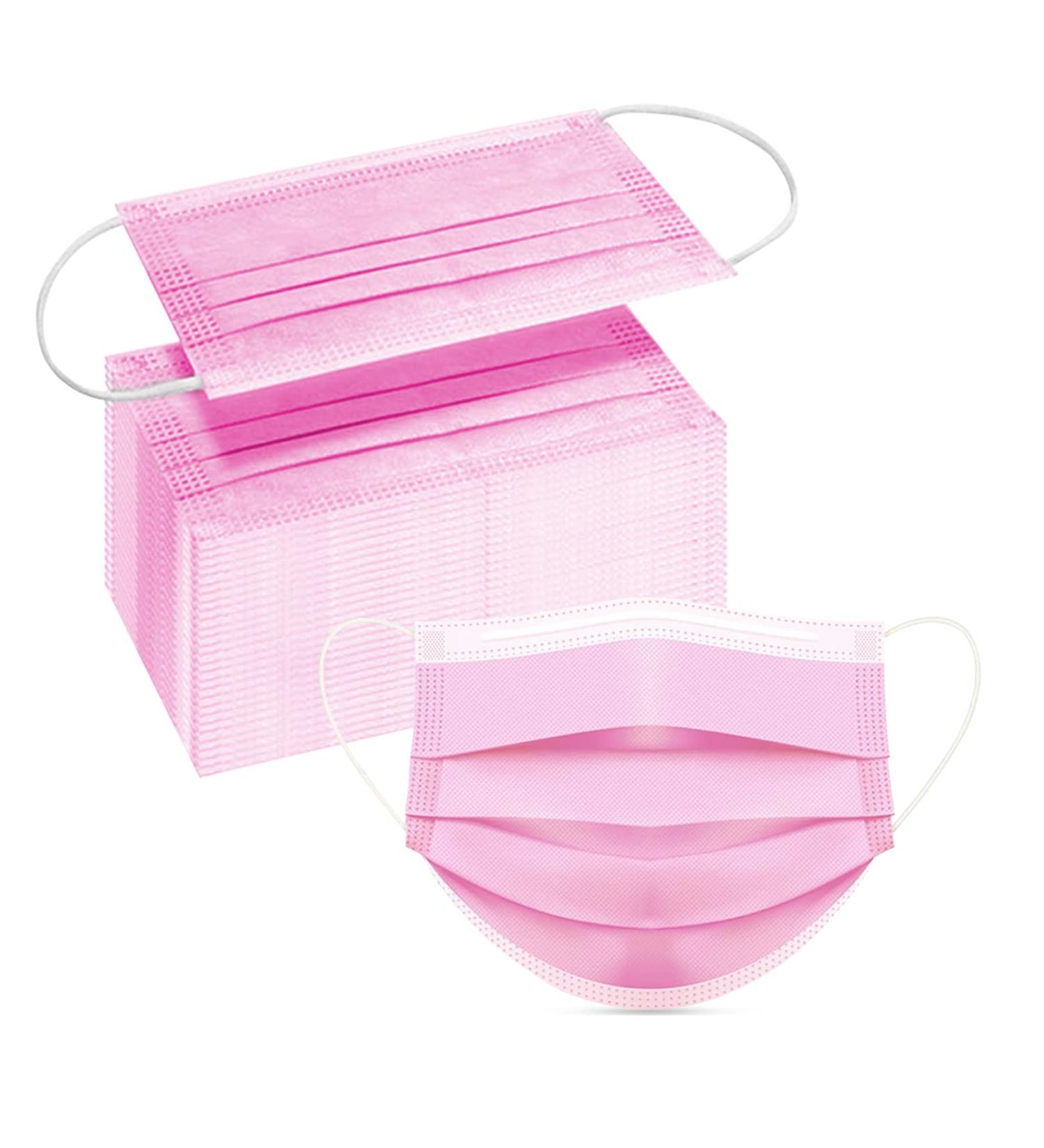 CB-Beautiful 100 Pcs Pink Disposable 3 Ply Earloop Face Masks for Adults - Buy Online on GoSupps.com