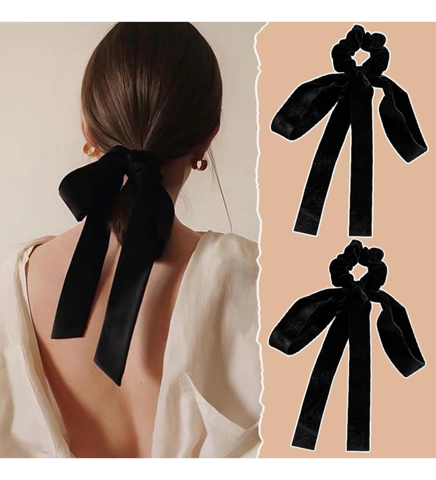 Lilbitty 2 Pieces Velvet Hair Bows for Women Girls Black Velvet Bow Hair Band Hair Clip Hair Bows Hair Clip Ponytail Holder - Buy Online on GoSupps.com