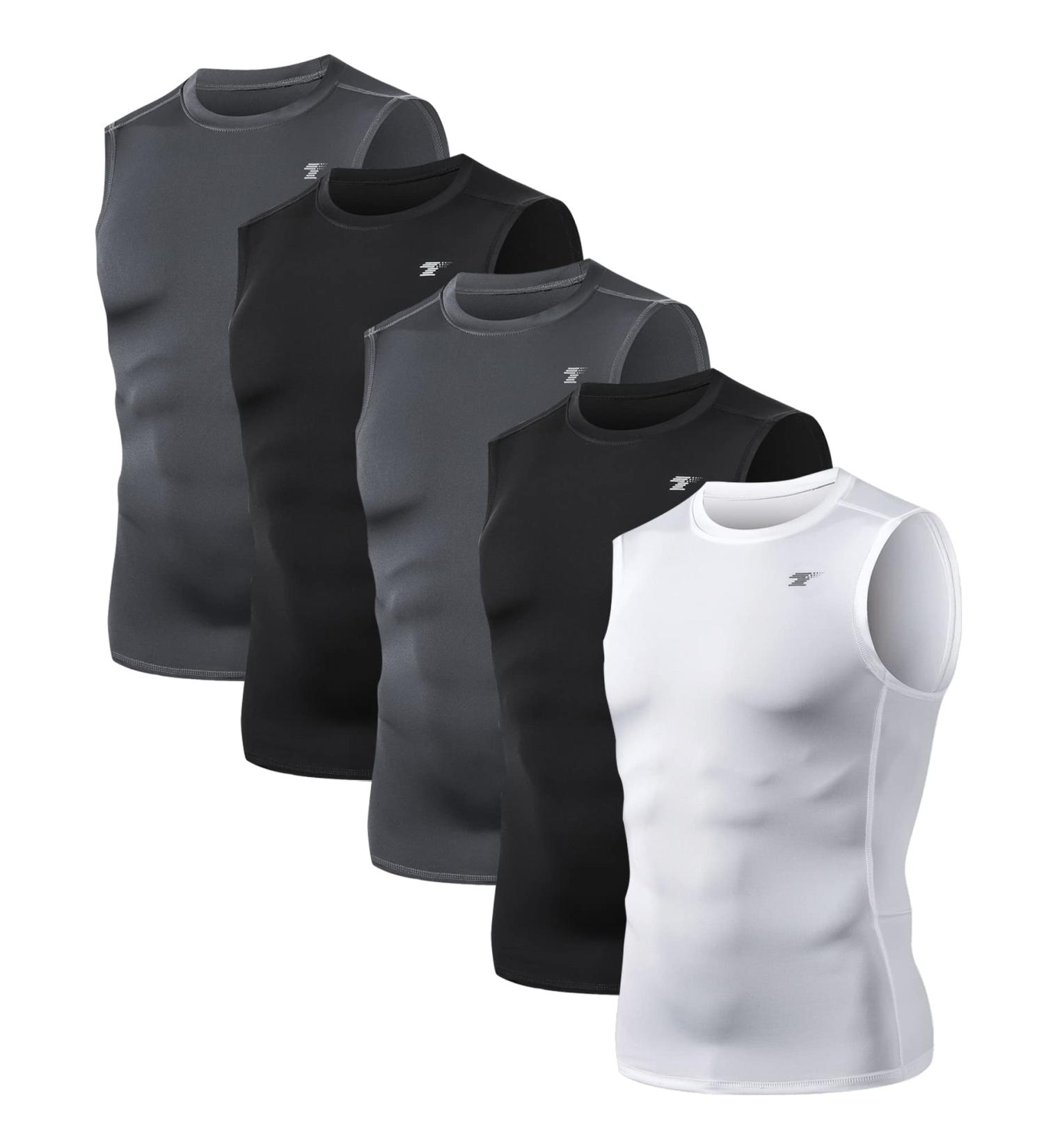 TELALEO 5 Pack Men's Athletic Compression Sleeveless Tank Top Bundle - Large - Buy Online on GoSupps.com