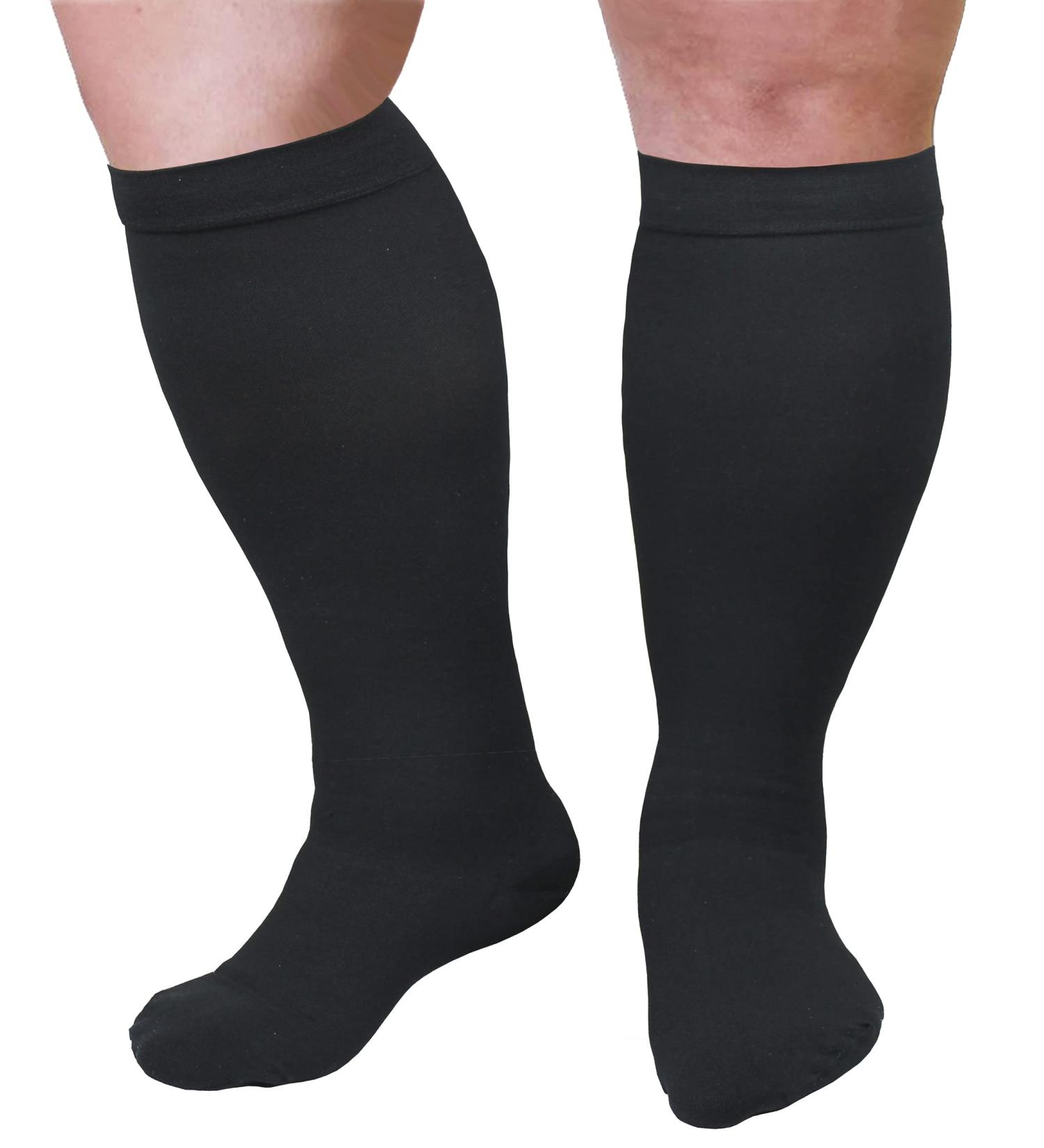 5XL Wide Calf Compression Socks 20-32 mmHg for Men and Women - Black Knee High Support for Nursing, Athletic, Travel - XXXXX-Large - Buy Online on GoSupps.com
