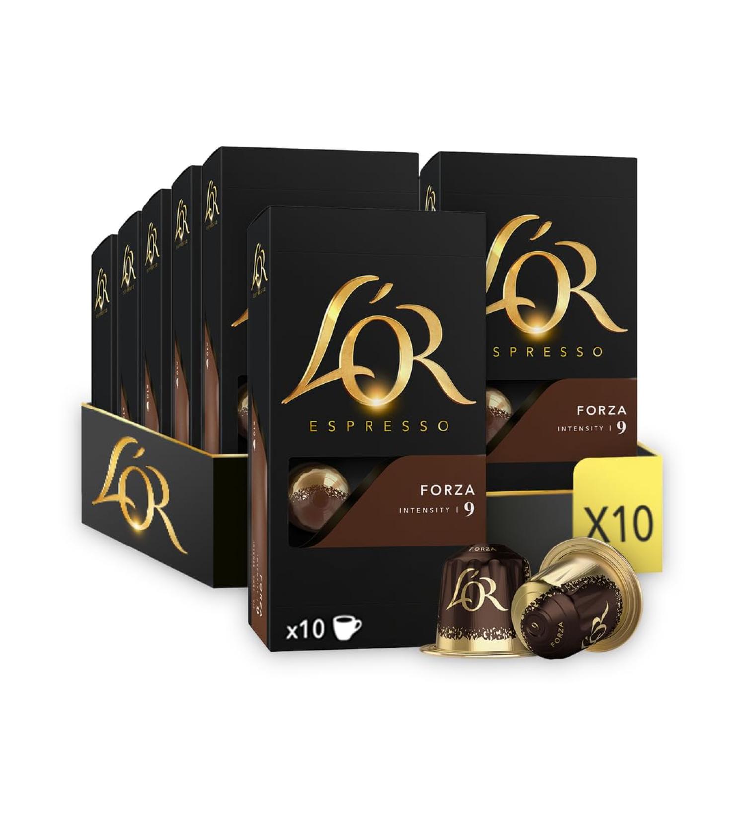L'OR Forza - 100 Coffee Capsules Intensity 9 - Nespresso * Compatible (Pack of 10 x 10) - Buy Online on GoSupps.com