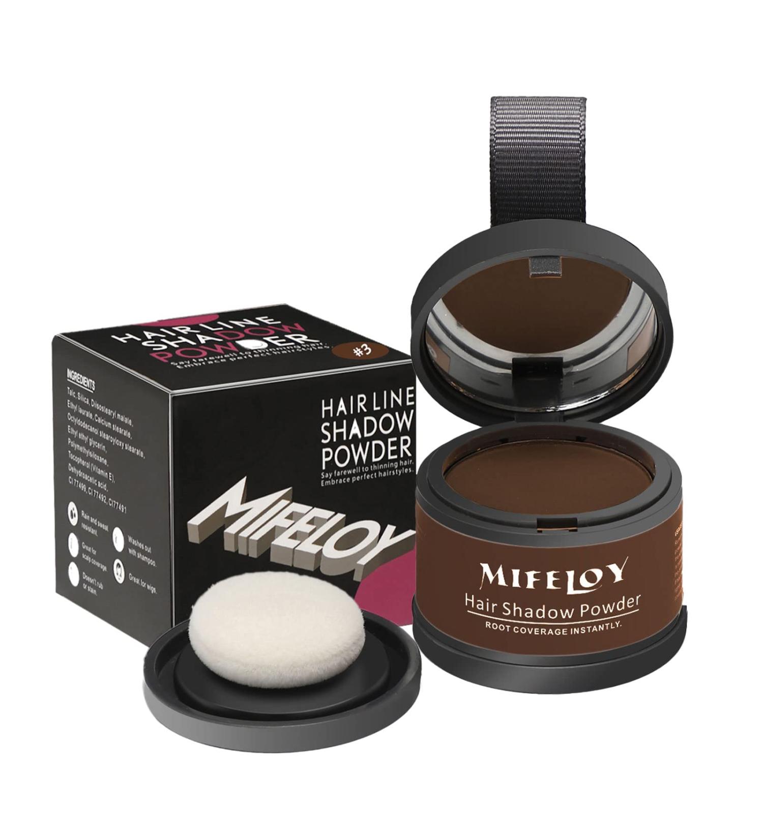 MiFeloy Dark Brown Hairline Powder with Mirror & Sponge - Waterproof Concealer for Instant Hair Sealing for Men & Women - Buy Online on GoSupps.com