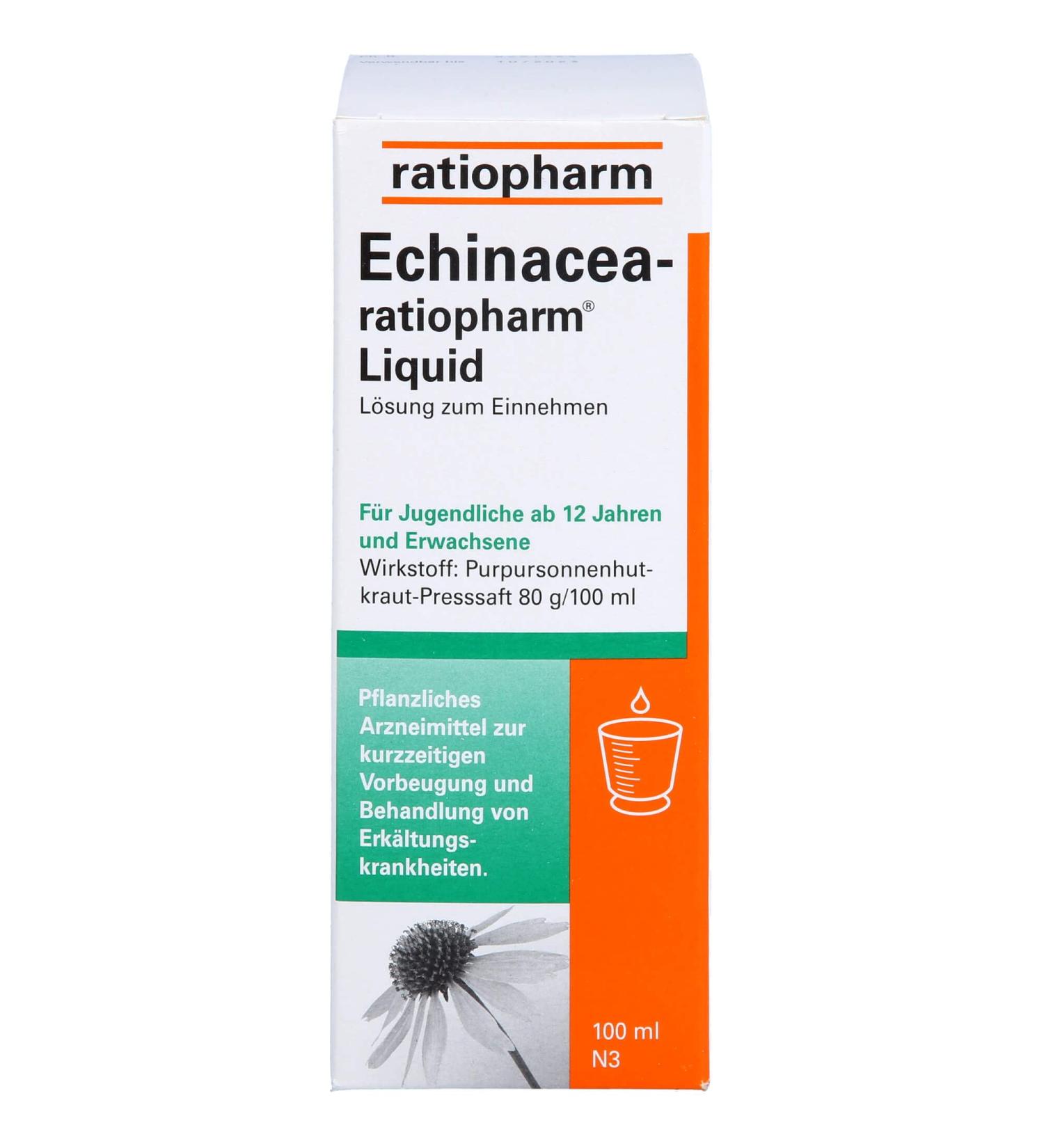 Echinacea-ratiopharm Liquid Herbal Immune Stimulant - 100ml | Boost Immunity Naturally - International Shipping - Buy Online on GoSupps.com
