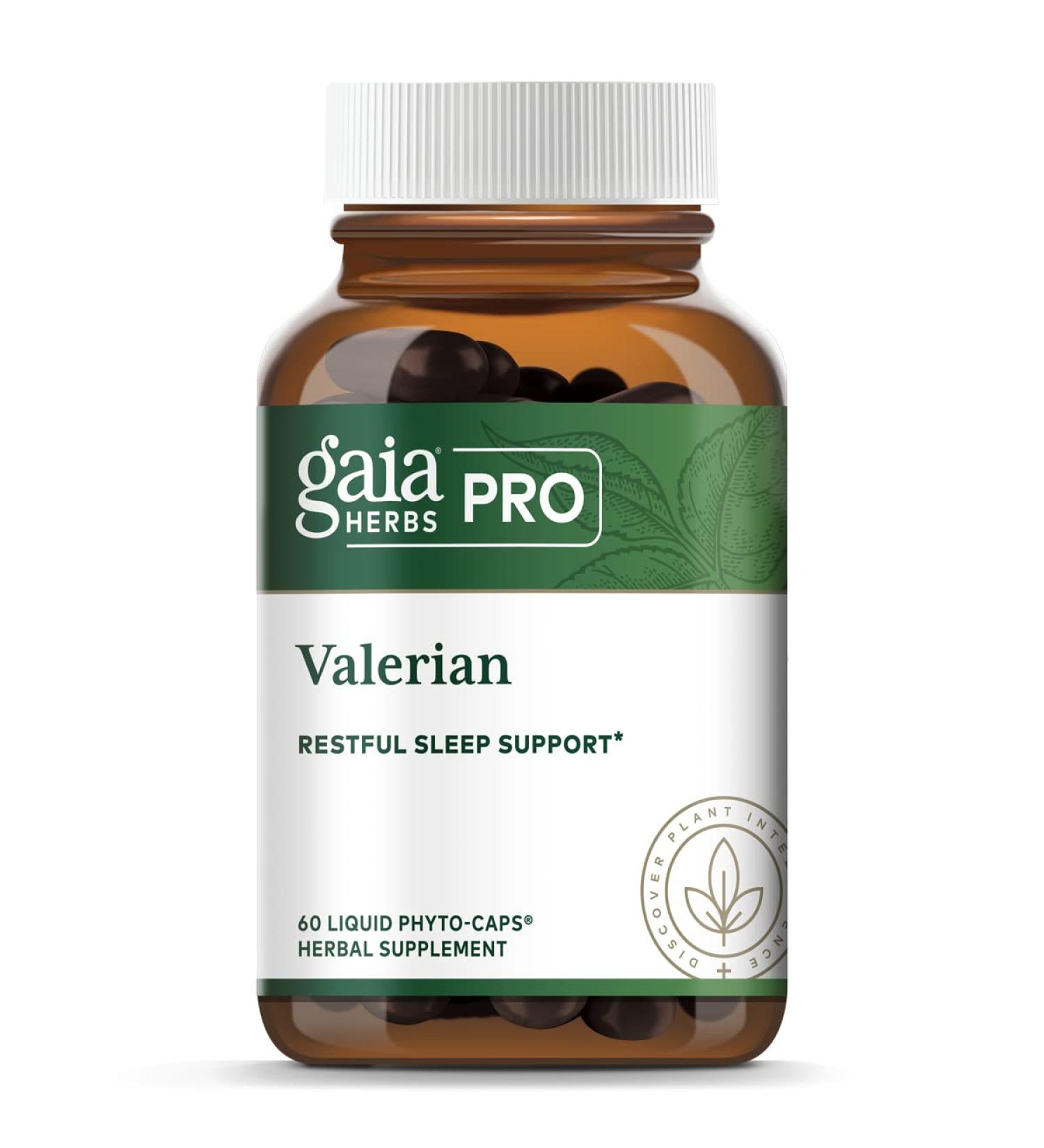 Gaia PRO Valerian - Organic Valerian Root for Sleep & Stress Relief - 60 Vegan Liquid Capsules - Buy Online on GoSupps.com