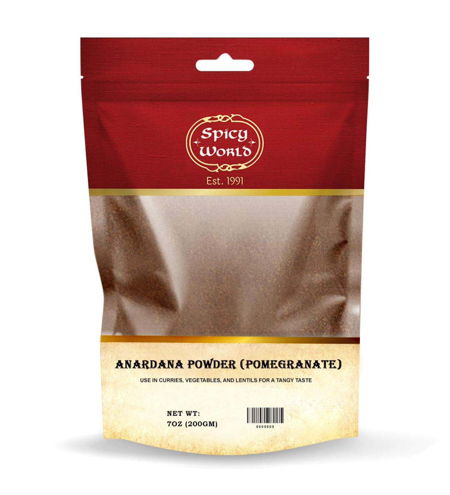 Spicy World Anardana Powder (Dried Pomegranate Seed Powder) 200g (7oz) - All Natural | No Color | Vegan | No Salt or fillers