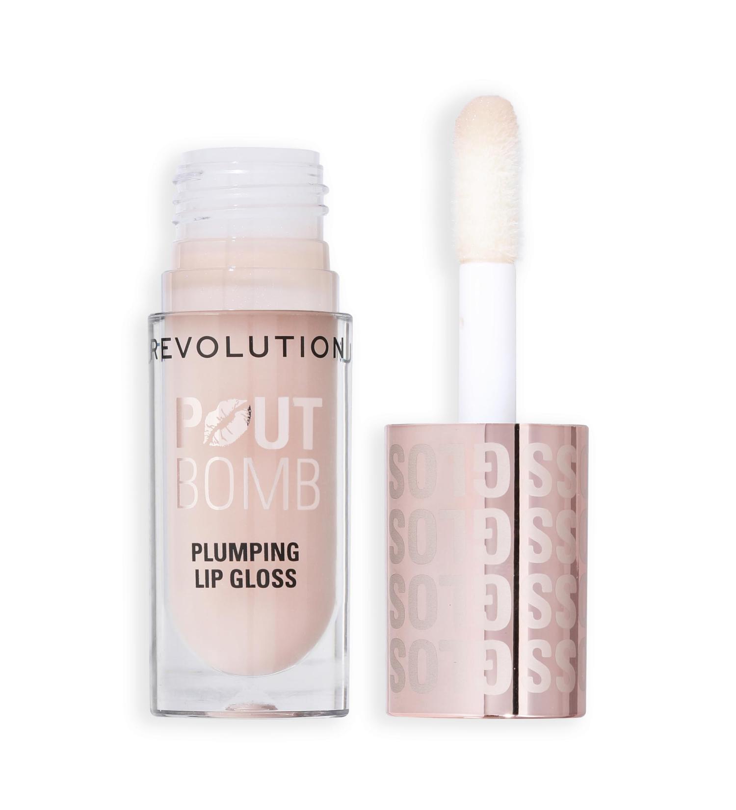 Buy Revolution Beauty Pout Bomb Plumping Lip Gloss - Vegan High-Shine Fuller Lips with Hyaluronic Acid - Sheer Milky Nude - International Shipping - Buy Online on GoSupps.com