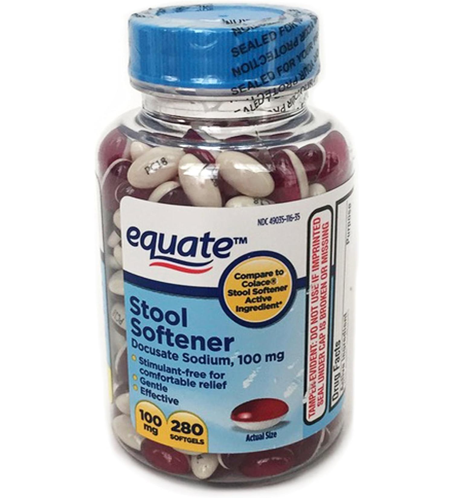 Equate Stool Softener 100 mg - 280 Softgels | Compare to Colace | Fast Shipping Worldwide - Buy Online on GoSupps.com