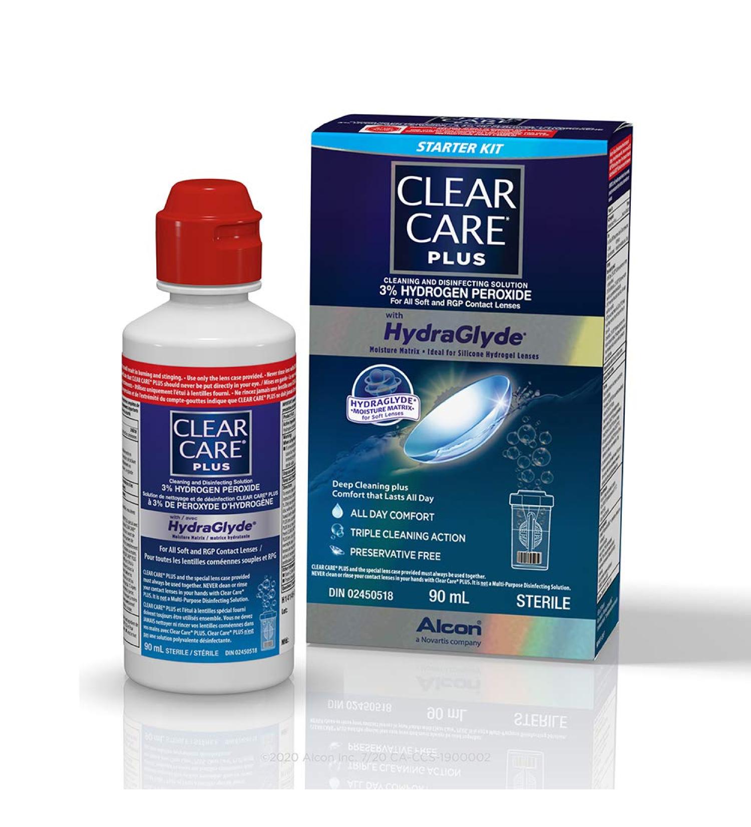 Clear Care Plus With HydraGlyde Contact Lens Solution Travel Size Cleaning & Disinfecting Solution With Hydrogen Peroxide 90 mL - Buy Online on GoSupps.com