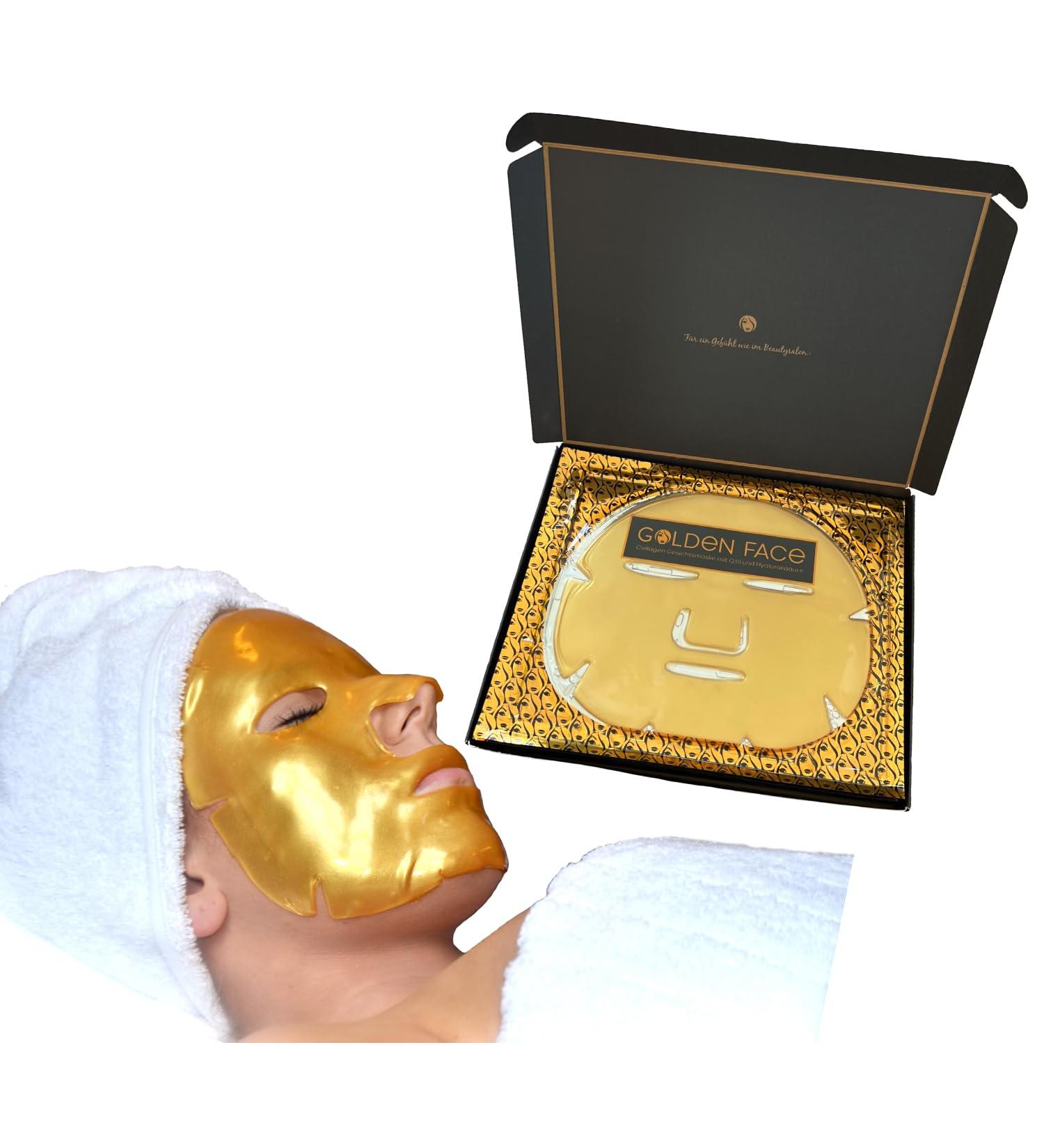 Golden Face Collagen Facial Mask Set of 10 | Q10 & Hyaluronic Acid for Anti-Aging | International Shipping Available - Buy Online on GoSupps.com
