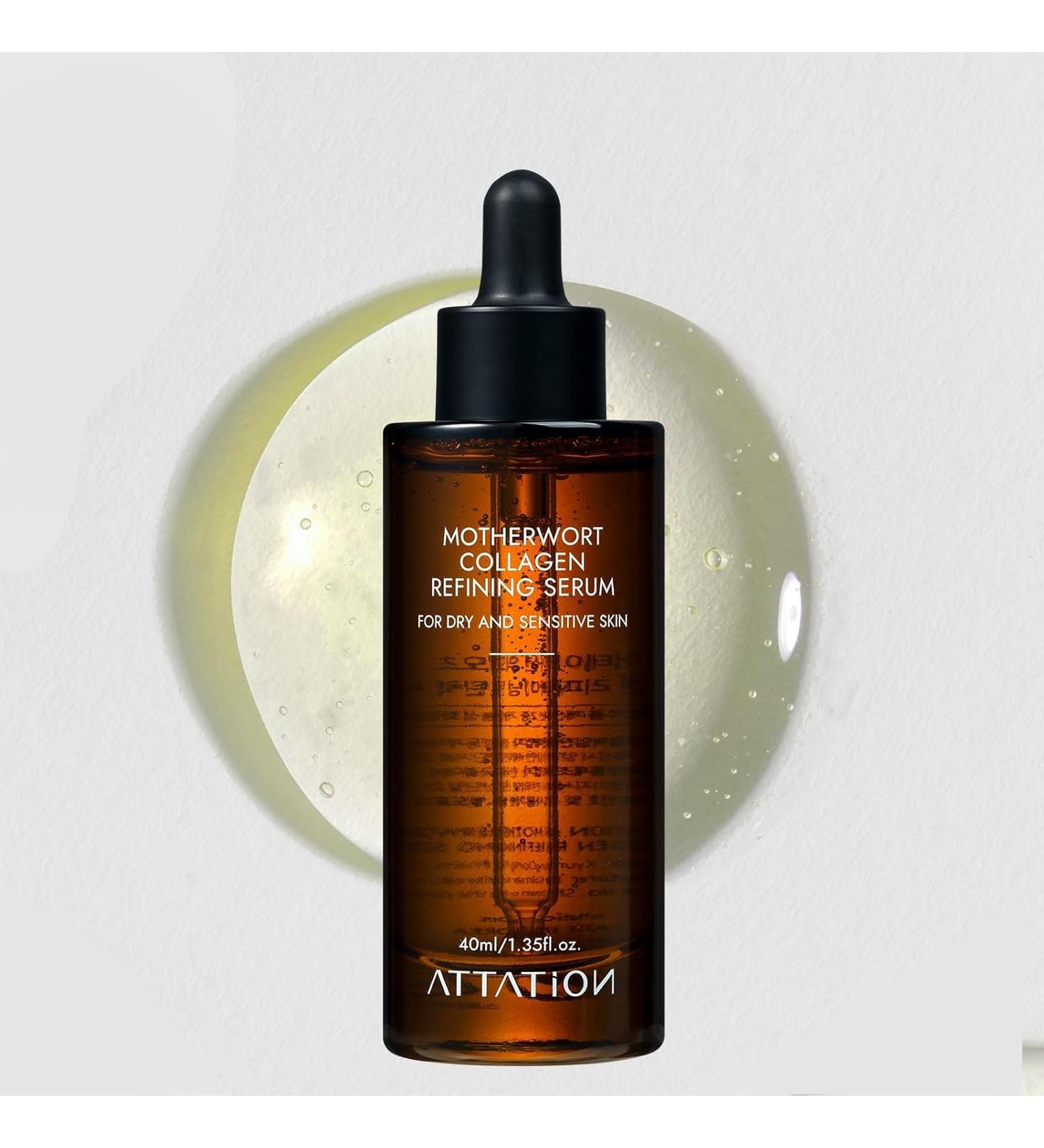 ATTATION Motherwort Collagen Refining Serum Daily Routine For Glow and Glass Skin Vegan Korean Skin Care for Dry and Sensitive skin 40ml / 1.35 fl. oz. - Buy Online on GoSupps.com