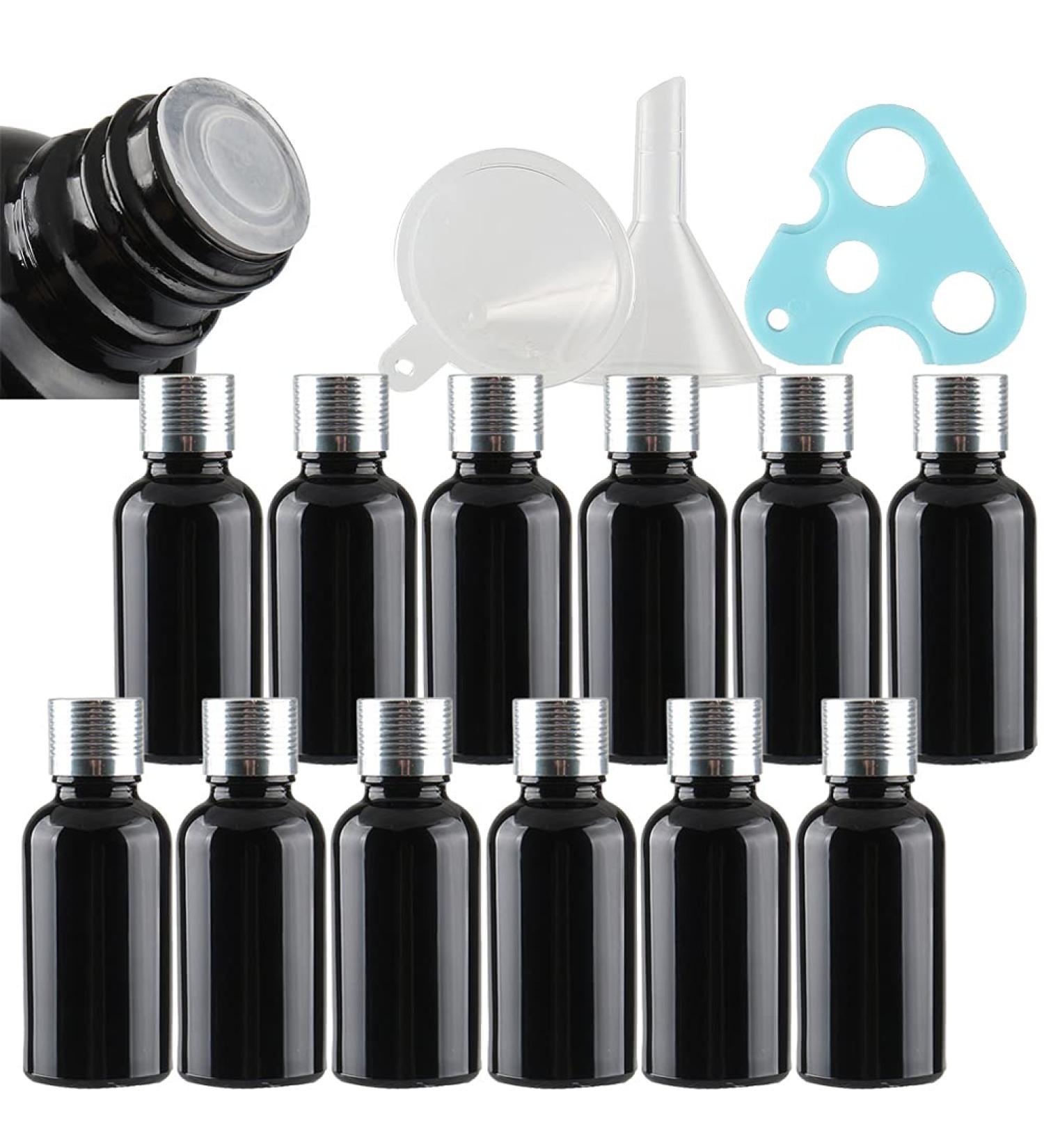 Buy Tianzd 12-Pack 30ml Black Glass Bottles - Sealed Stopper & Aluminum Screw Cap for Oils Fragrance Aromatherapy | International Shipping - Buy Online on GoSupps.com