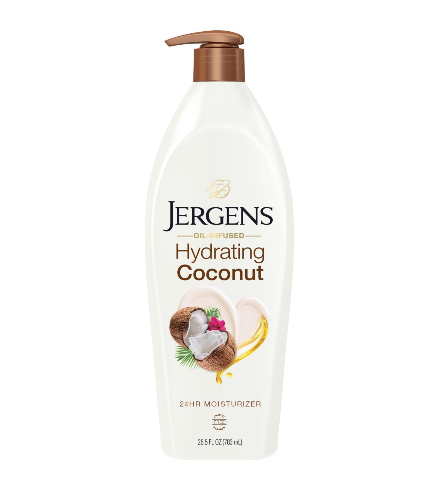 Jergens Hydrating Coconut Body Lotion Hand and Body Moisturizer Infused with Coconut Oil Hydrates Dry Skin Instantly Dermatologist Tested 26.5 Oz - Buy Online on GoSupps.com