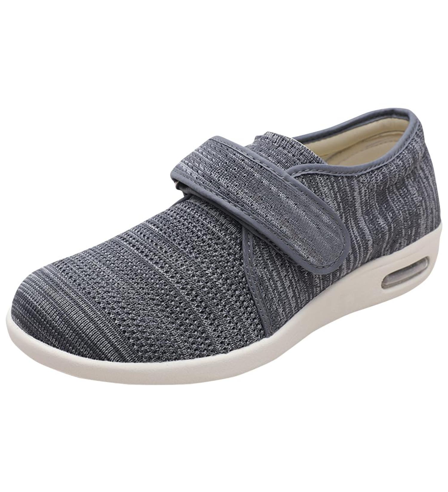 ACE SHOCK Men s Diabetic Shoes Wide Width Lightweight Elderly Walking Shoes with Adjustable Closure Air Cushion Sneakers for Plantar Fasciitis Bunions Swollen Feet Medium Grey 9 Wide