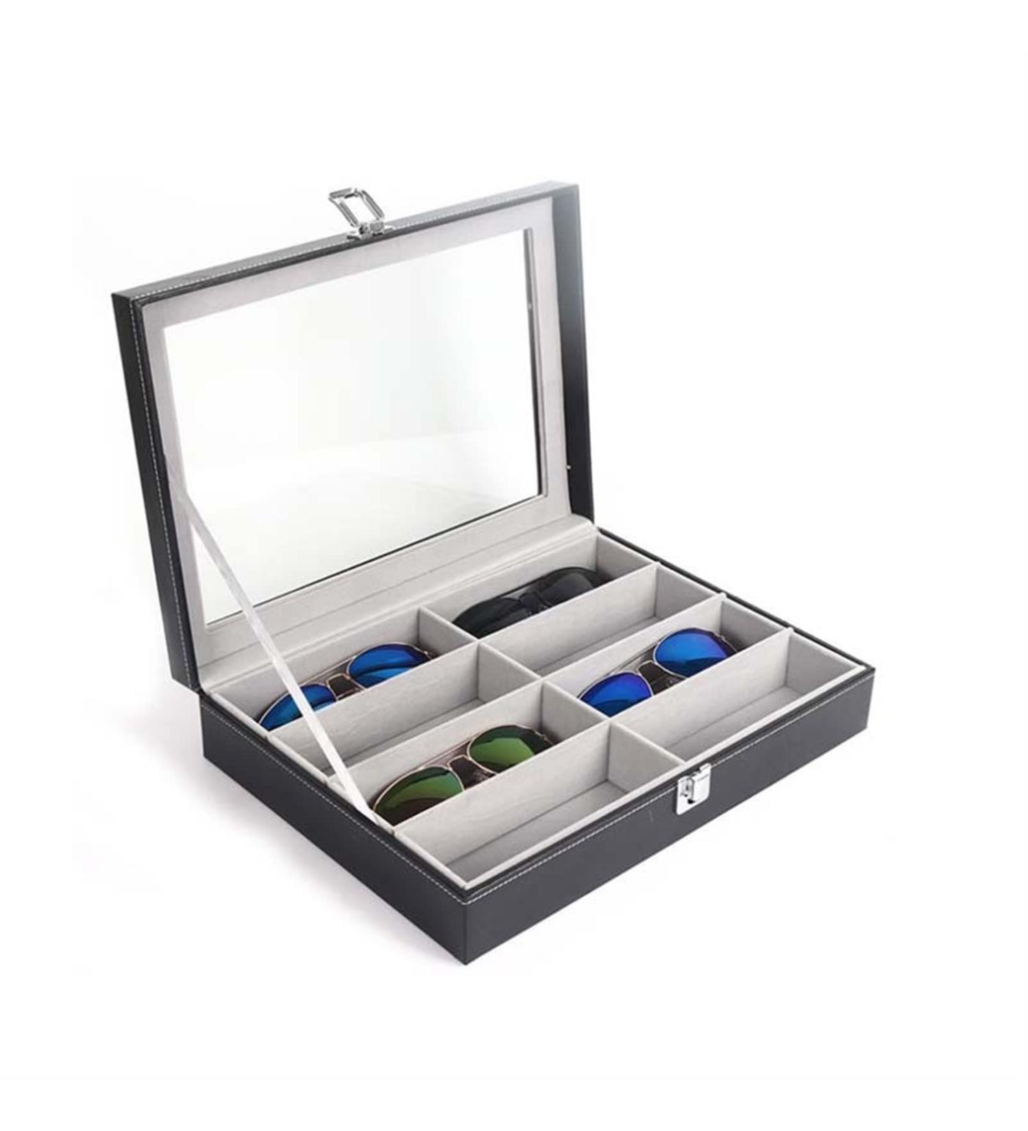 XXXXW Eyeglass Holder Stand - 8 Slot Faux Leather Sunglasses Organizer & Display Case - Perfect Decorative Gift - Buy Online on GoSupps.com