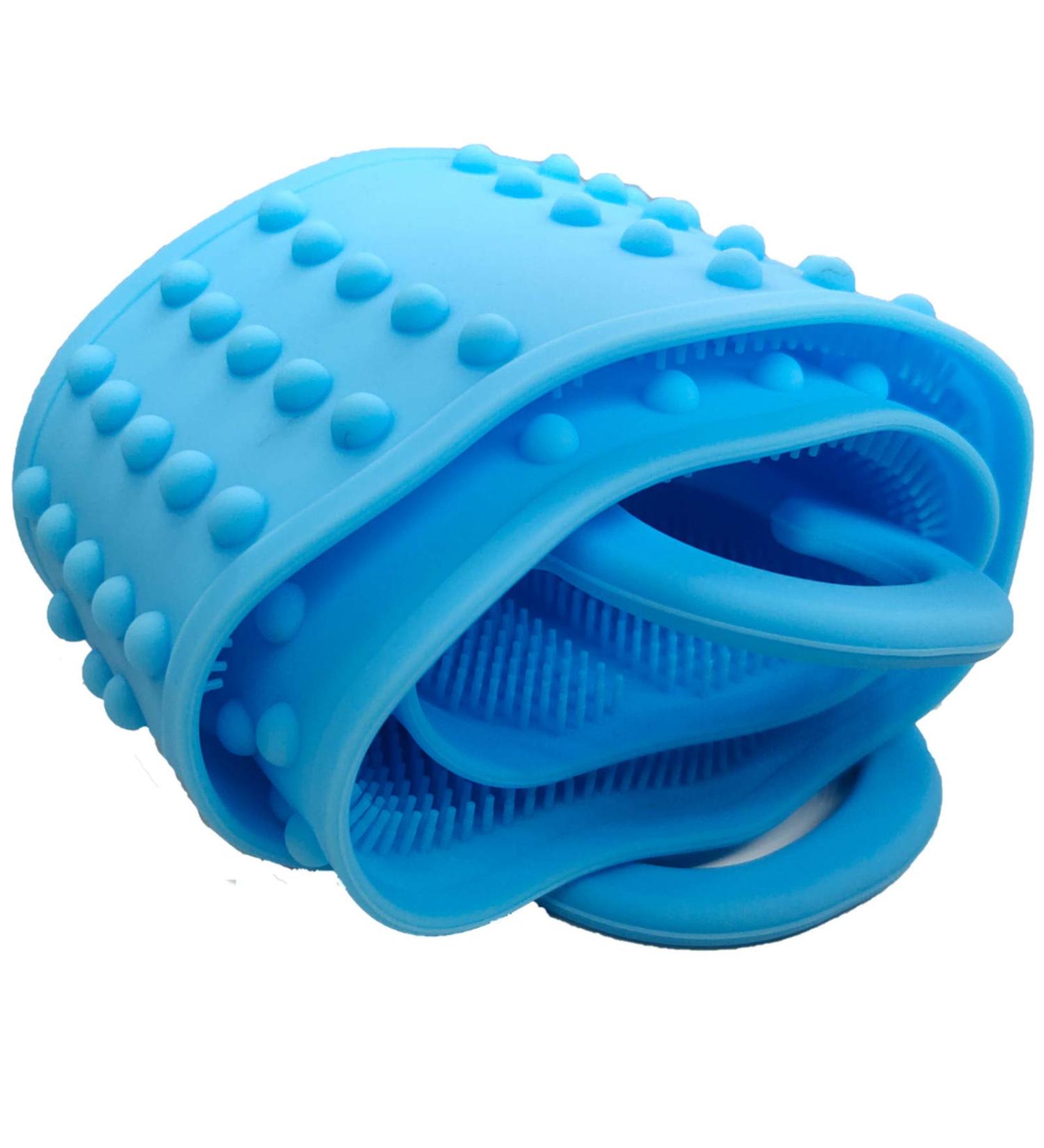 iHacsan Silicone Bath Body Brush - Double-Sided Exfoliating Back Scrubber for Shower & Spa - Skin Massage - Blue - Buy Online on GoSupps.com