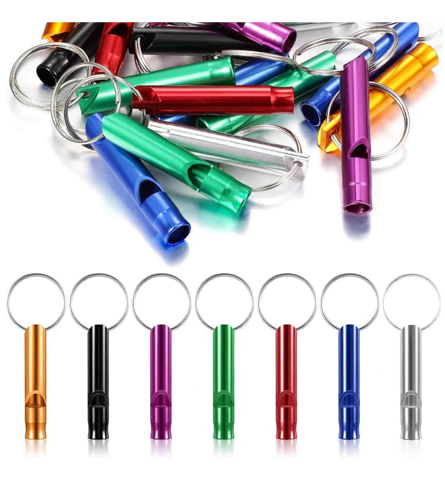 Aluminum Alloy Sport Pipe & 21 Emergency Whistles with Key Rings - Perfect for Sports Hiking Camping & Referees - Buy Online on GoSupps.com