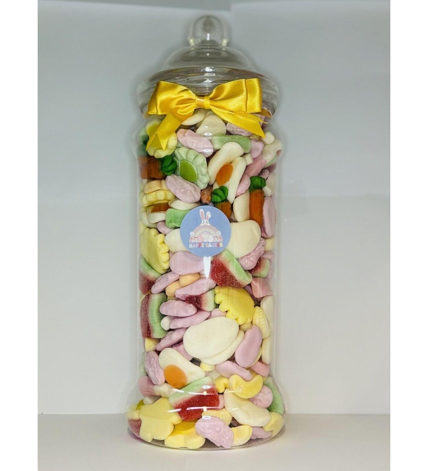 Happy Easter Bunny Filled Pink Pick N Mix Gummy Sweet Jar Gift Present 2.5l - Buy Online on GoSupps.com