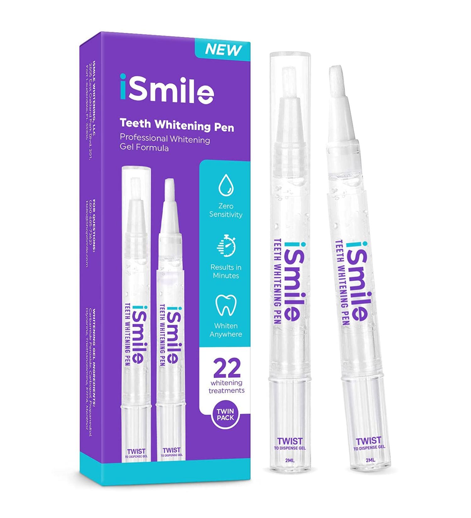iSmile Teeth Whitening Pen 2 Pack - 35% Carbamide Peroxide, No Sensitivity, Travel-Friendly - 2mL, Easy to Use - Buy Online on GoSupps.com