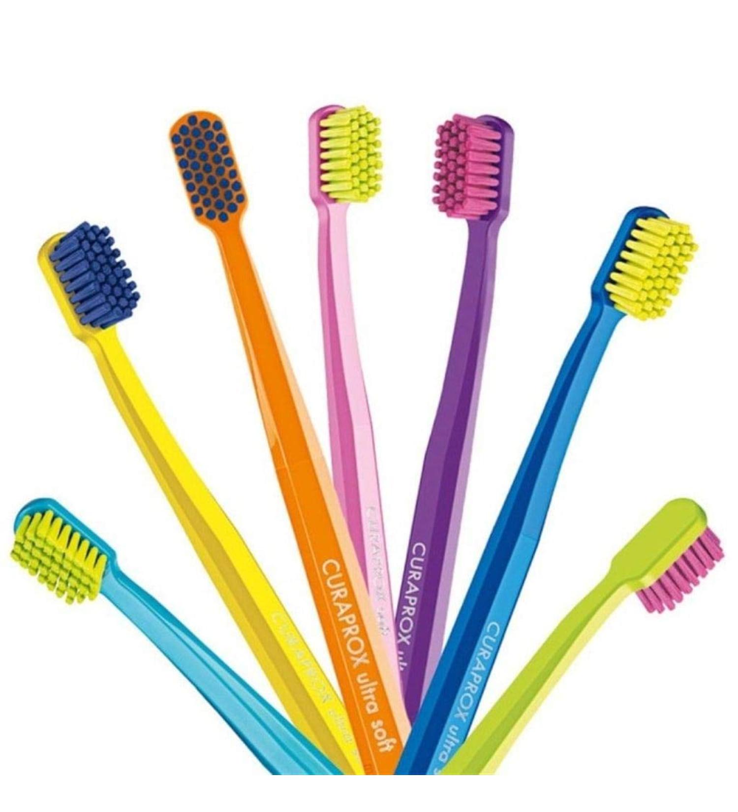 Curaprox 4 x toothbrush CS 5460 Ultra Soft - Hand toothbrush for adults with 5460 Ultra Soft Curen bristles - 4 pieces random color