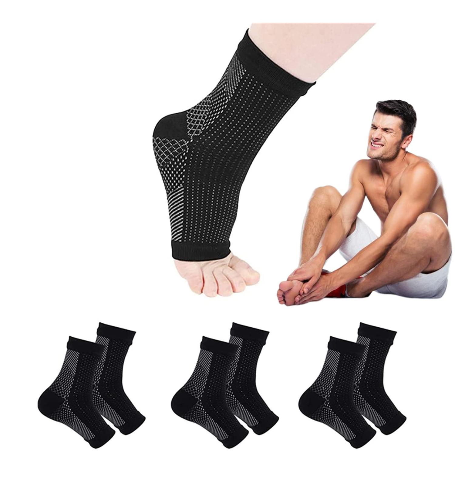 3 Pairs Dr. Sock Soothers Neuropathy Socks - Heelium Pain Relief - Compression Foot Sleeve Support (L/XL Black) - Buy Online on GoSupps.com
