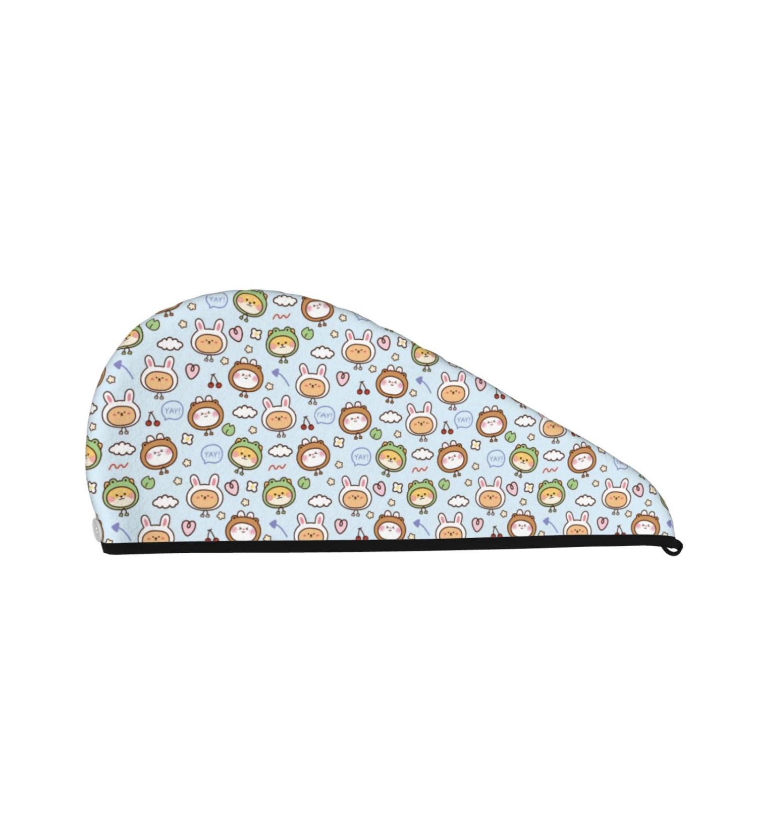 Cute Animal Face Microfiber Hair Towel | Soft Absorbent Hair Wrap for Women - Quick Dry Coral Velvet Cap for Long Curly & Thick Hair - Buy Online on GoSupps.com