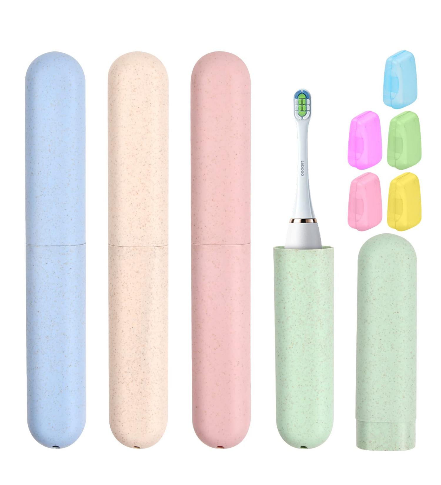 Naseom Portable Toothbrush Case - 4 Pack Travel Container with 5 Protective Toothbrush Head Covers for International Shipping - Buy Online on GoSupps.com