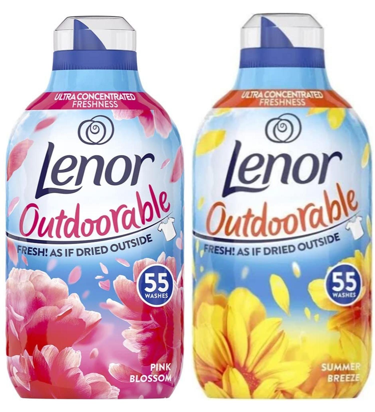 Lenor Outdoorable Ultra Concentrated Fabric Conditioner 55 Washes 770 ml Pink Blossom Scent + Lenor Outdoorable Ultra Concentrated Fabric Conditioner 55 Washes 770 ml Summer Breeze Scent - Buy Online on GoSupps.com