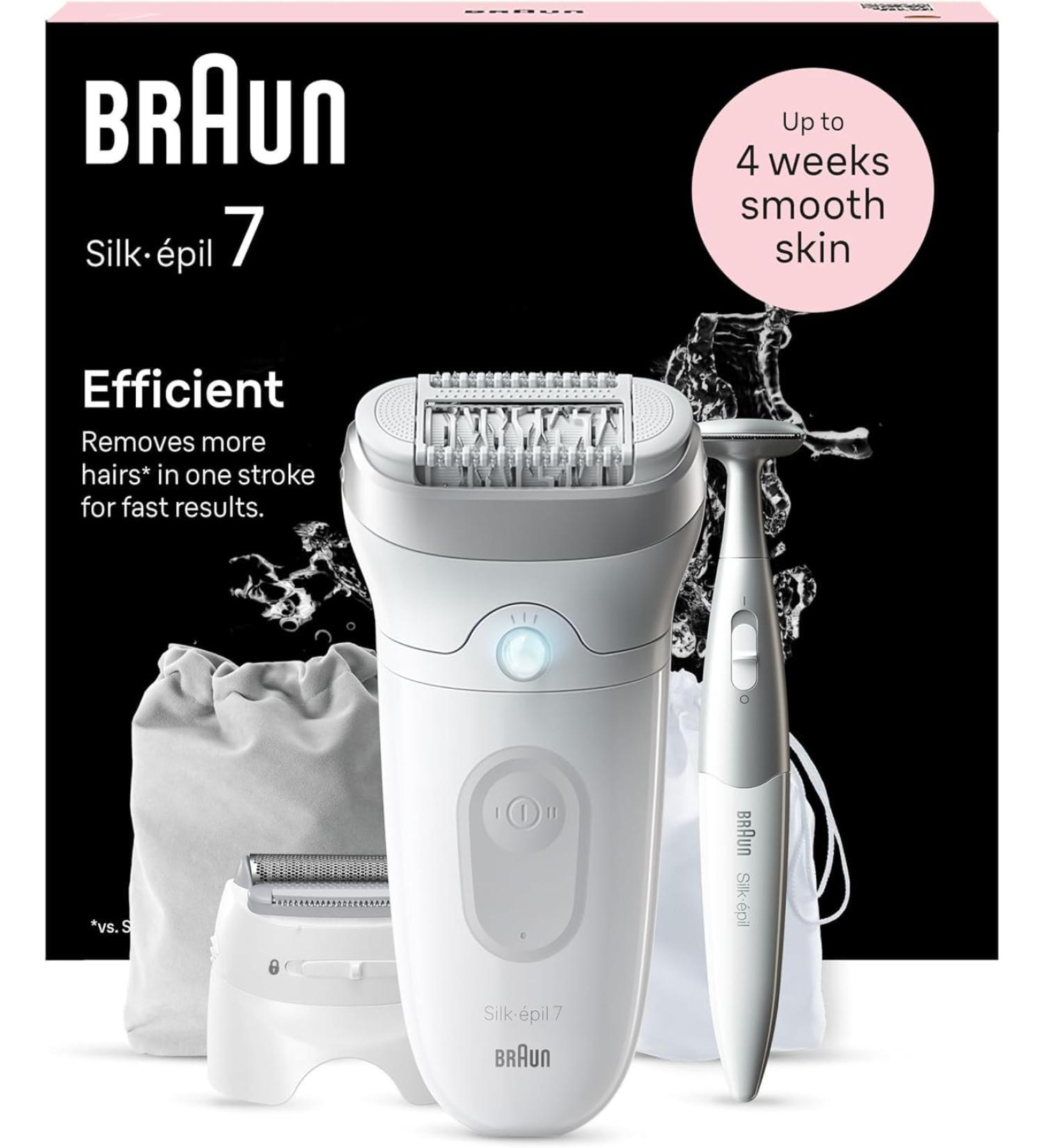 Buy Braun Silk- pil 7 Epilator for Women | Long-Lasting Hair Removal & Bikini Trimmer - White/Silver (Model 7-241) - Buy Online on GoSupps.com