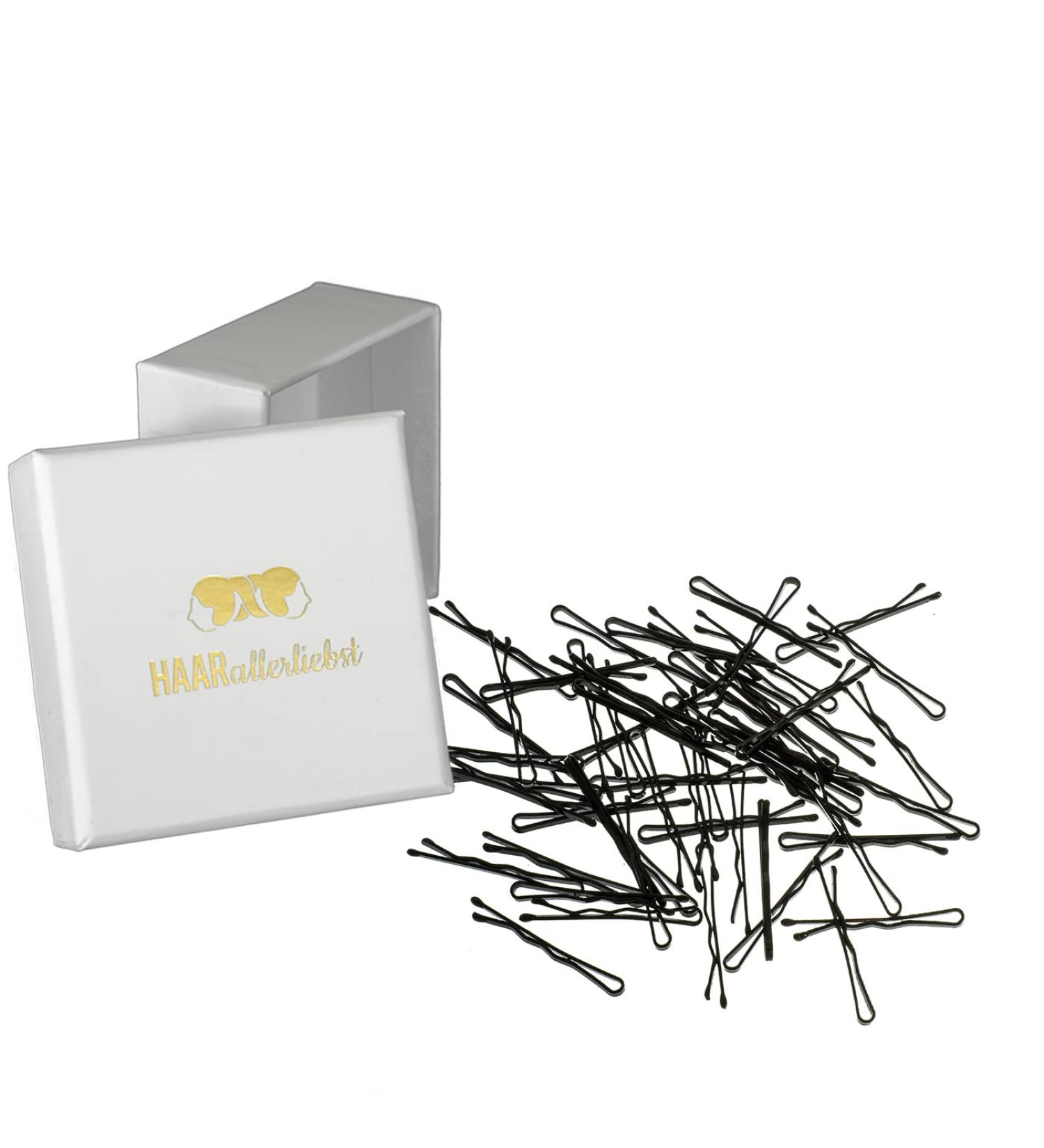 HAARallerliebst Hair Clips & Bobby Pins - 50 Black Mini Clips (3.4 cm) with White Storage Box - Perfect for Easy Styling & Organization - Buy Online on GoSupps.com