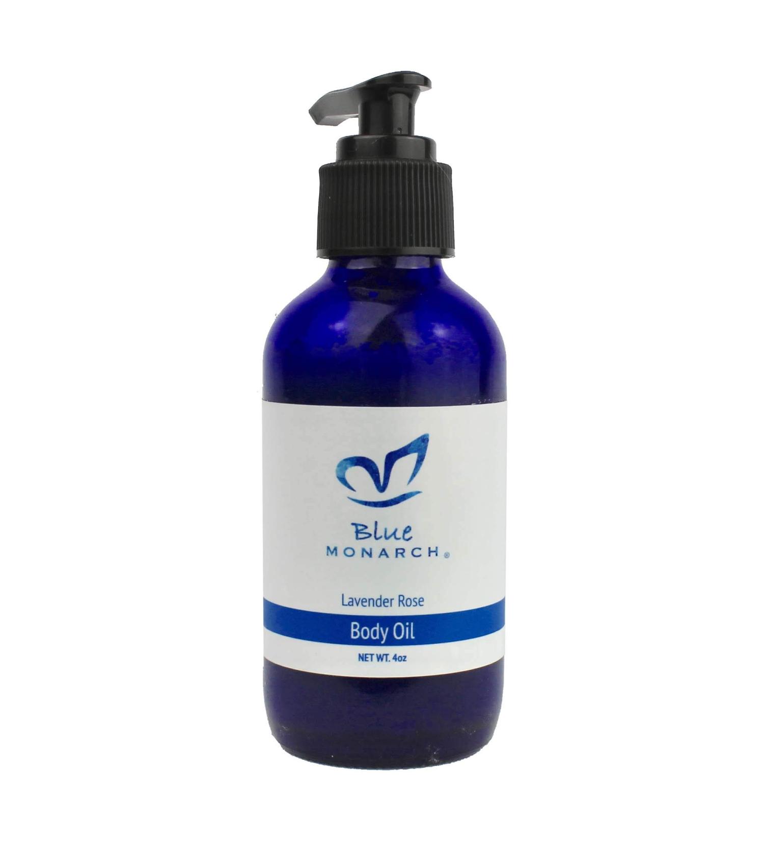 Blue Monarch Skincare Lavender Rose Body Oil - Natural Moisturizing Massage Oil (4 oz)